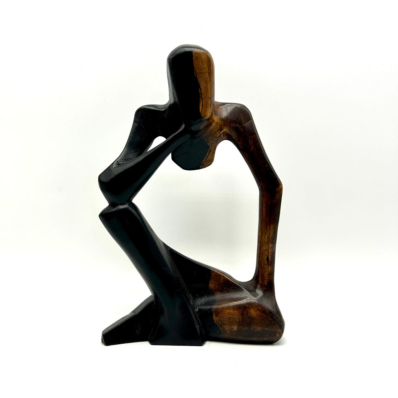 MEDITATIVE MASTERPIECE: VINTAGE WOODEN FIGURE OF THE YOGA THINKER 