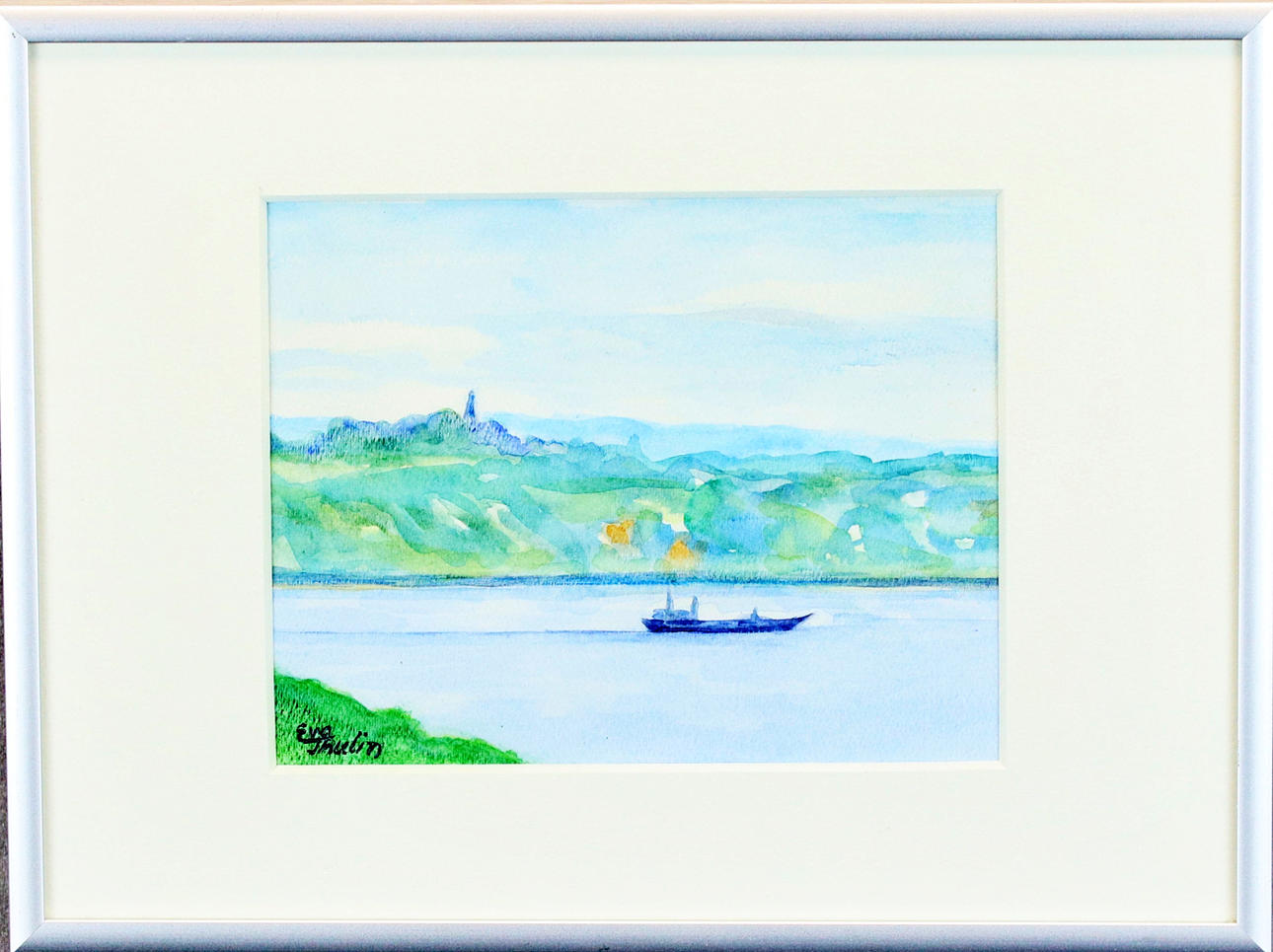 EVA THULIN. Watercolor, "Mot Vhen", signed.