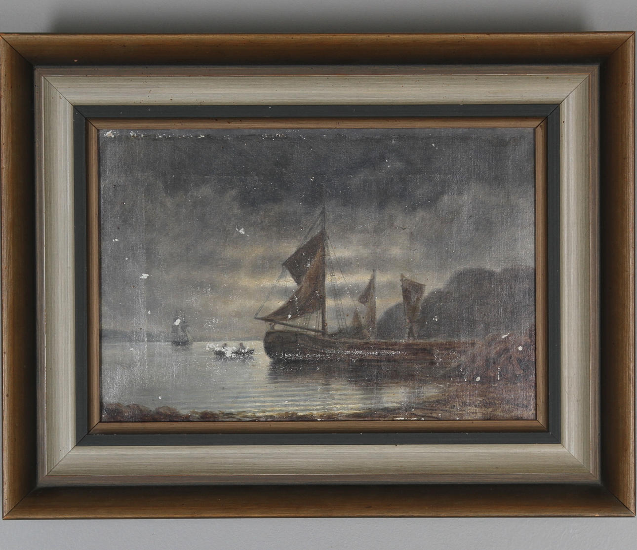 OSCAR OHLSON 1847-1912. Kustlandskap i månskensljus, olja på duk, signerad 1885.