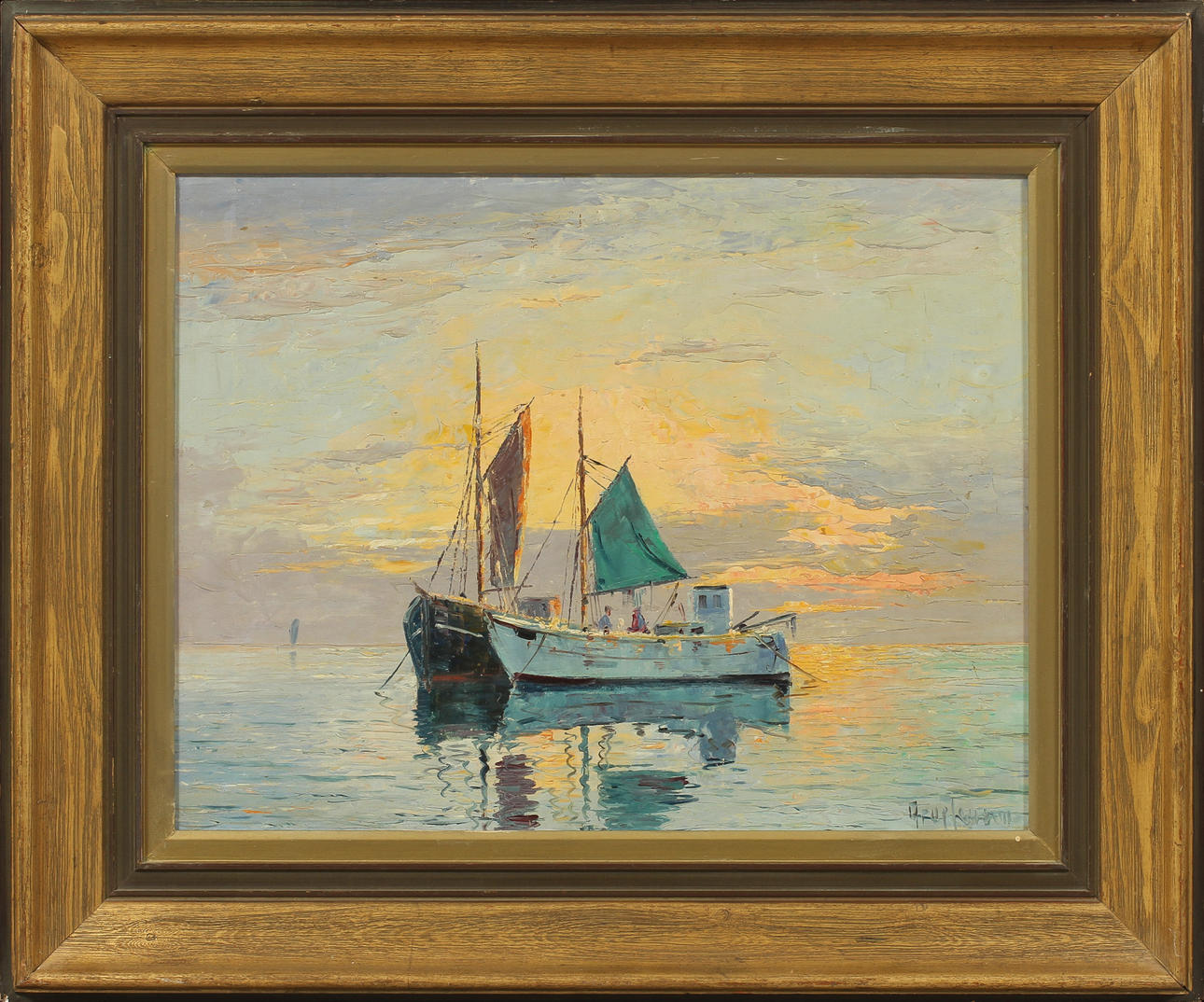 ARUP JENSEN. Segelfartyg, olja på duk, signerad.