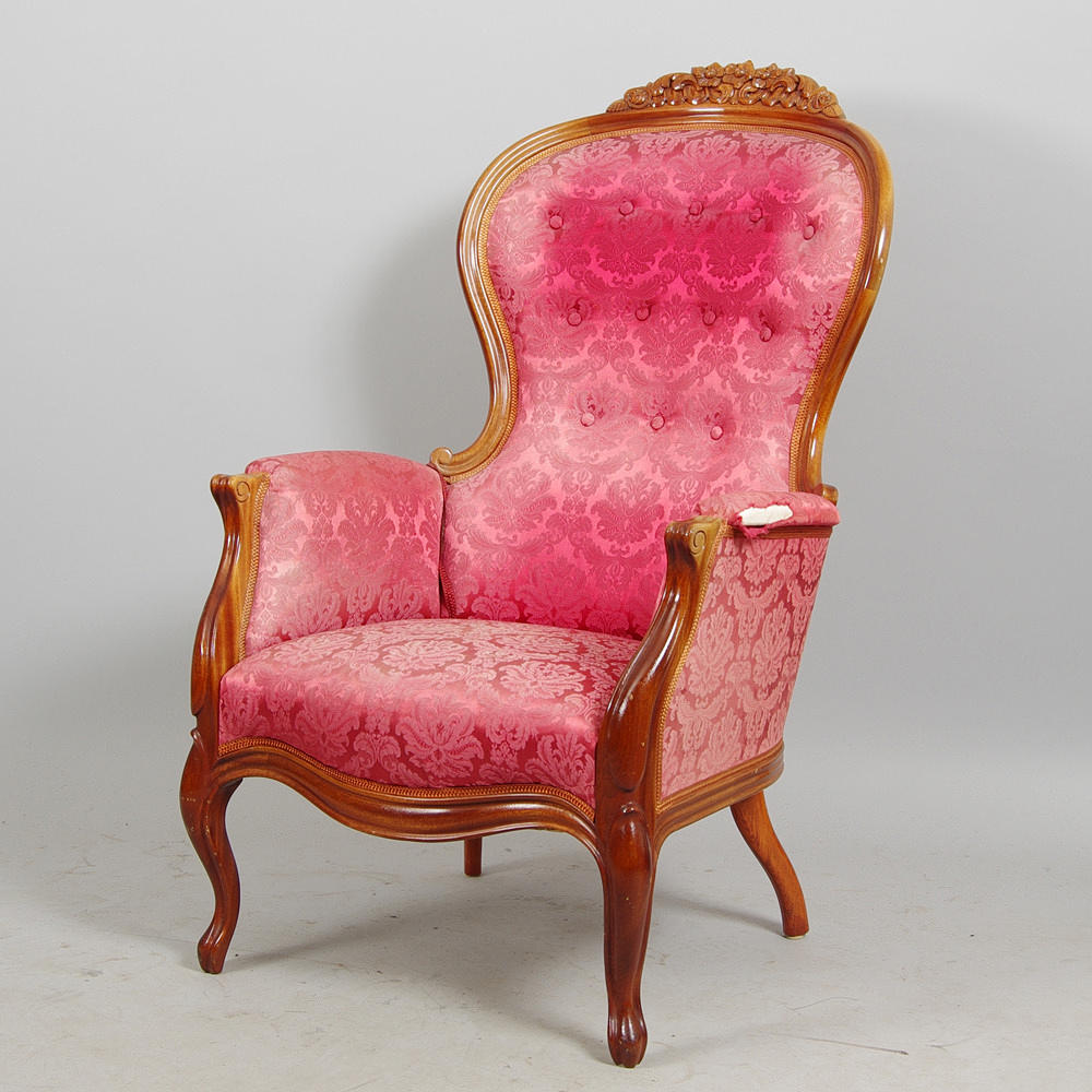 FÅTÖLJ, mahogny, rokokostil.