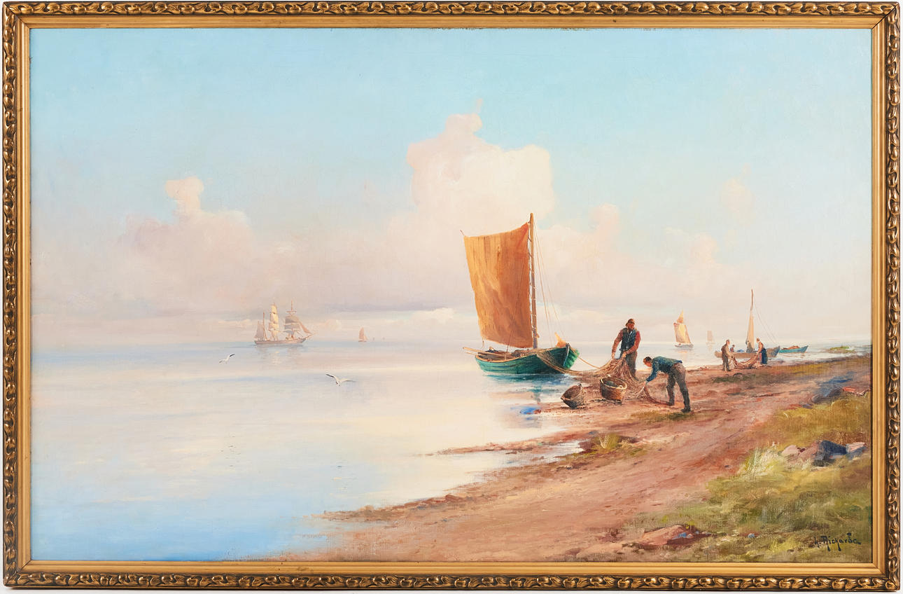 LUDVIG RICHARDE. Fiskare vid Normandie, olja på duk, signerad L ...