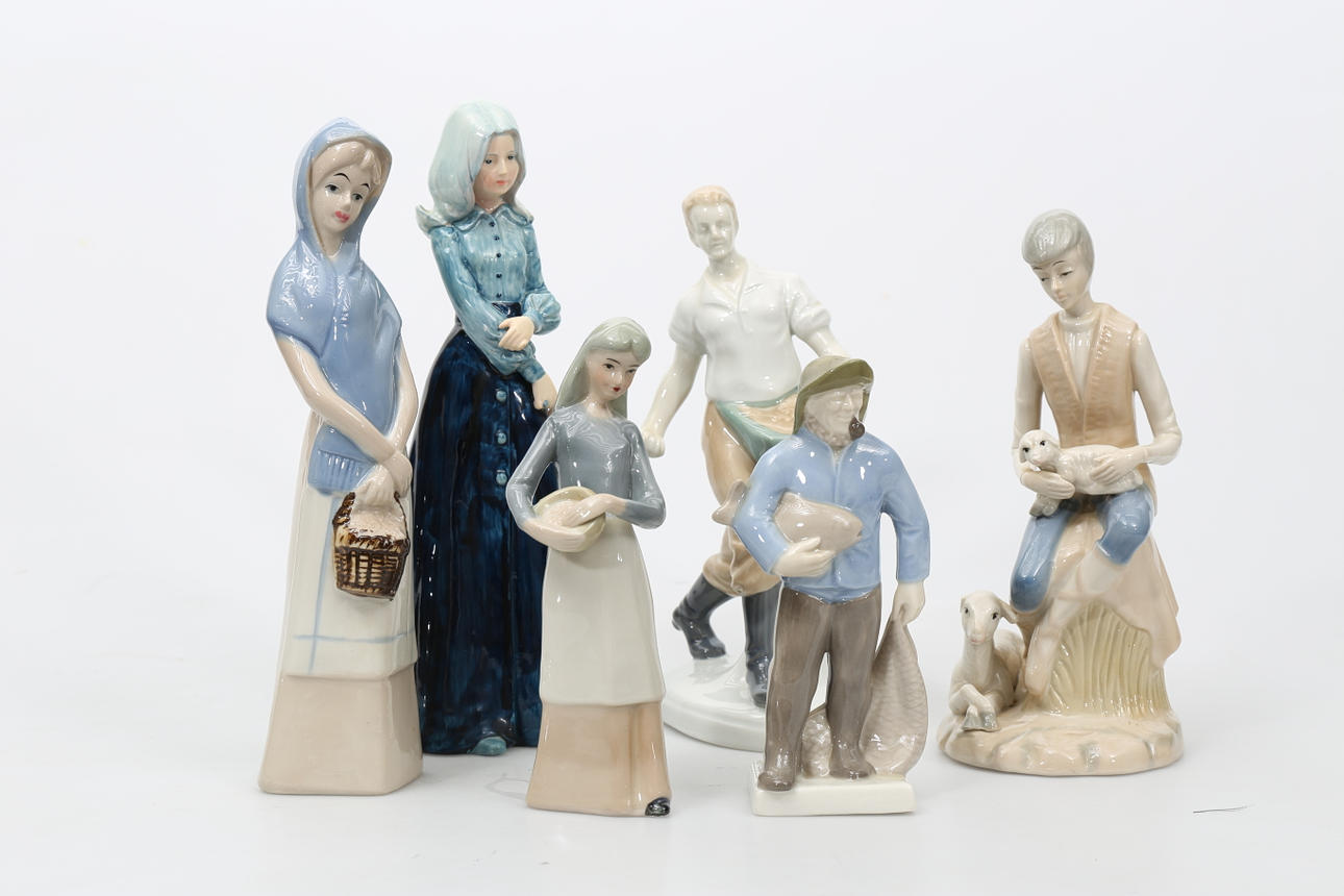 FIGURINER, porslin, 6 stycken, bland annat Tyskland.