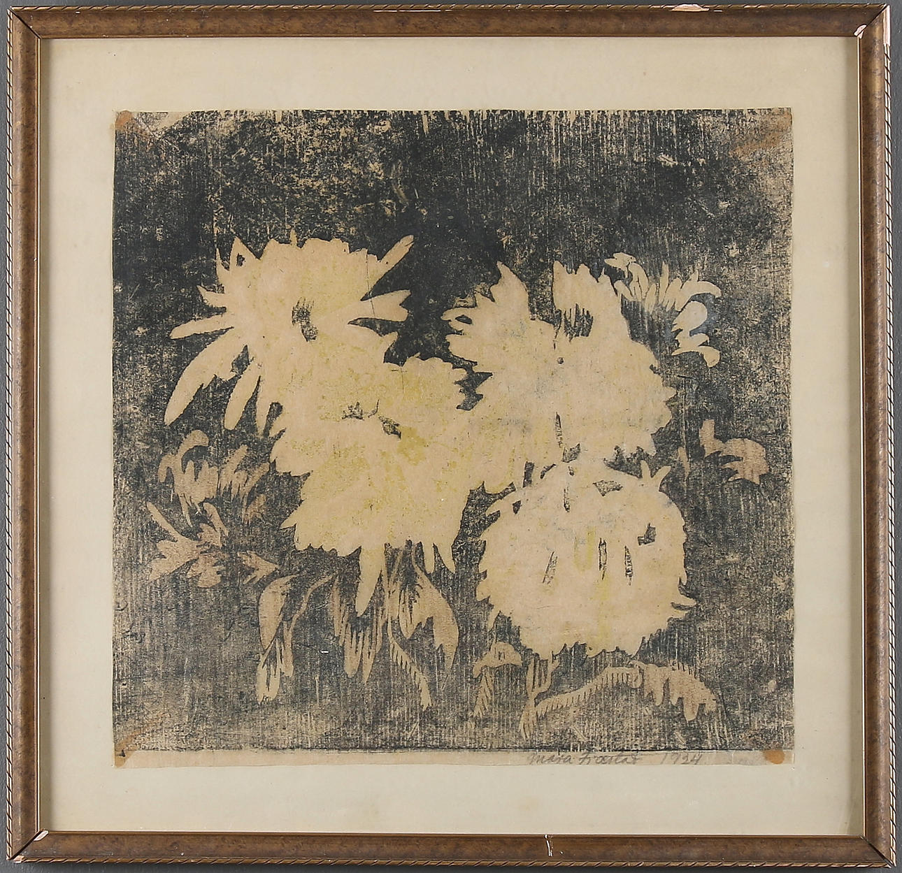 KERSTIN MARIA (MAJA) FJAESTAD. Pioner, träsnitt. Signerad och daterad 1924.