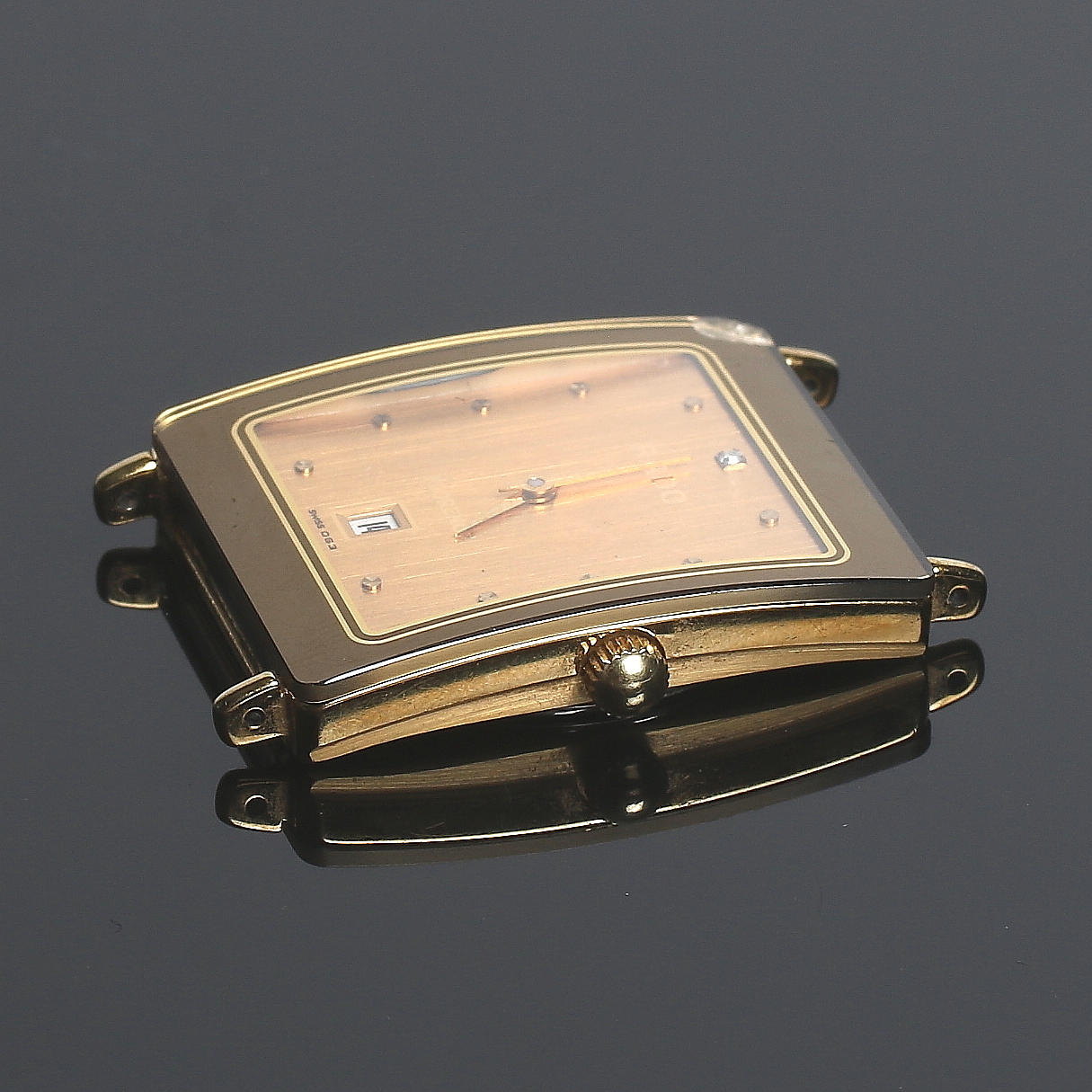 HERRUR med tillhörande ETUI, guldpläterad samt diamant 0,01 ct, RADO, "Florence", Schweiz. 1900-talets andra hälft.