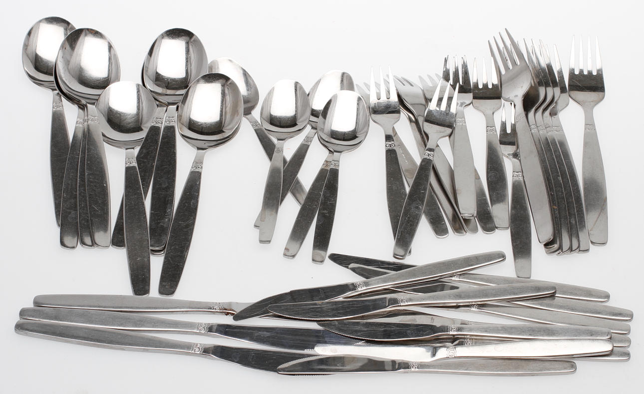 BESTICK, 43 delar, rostfritt, "Sessan", Nils Johan.