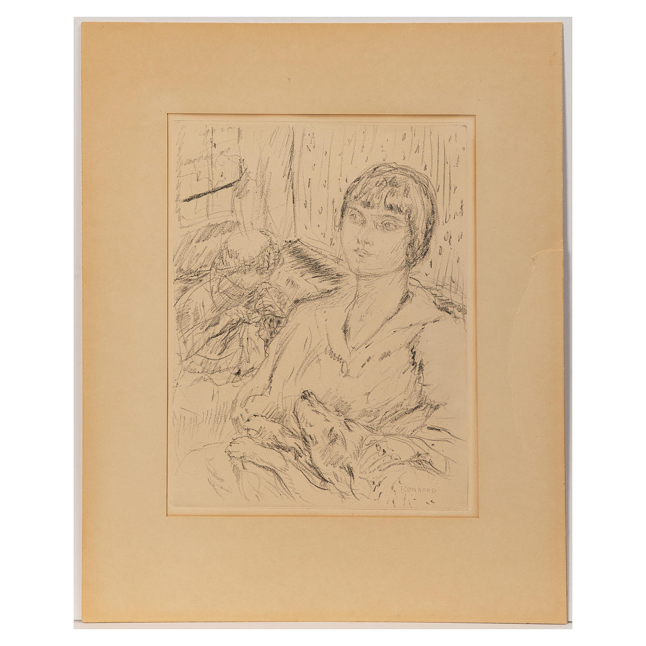 PIERRE BONNARD. Radierung, „La Femme Au Chien“.