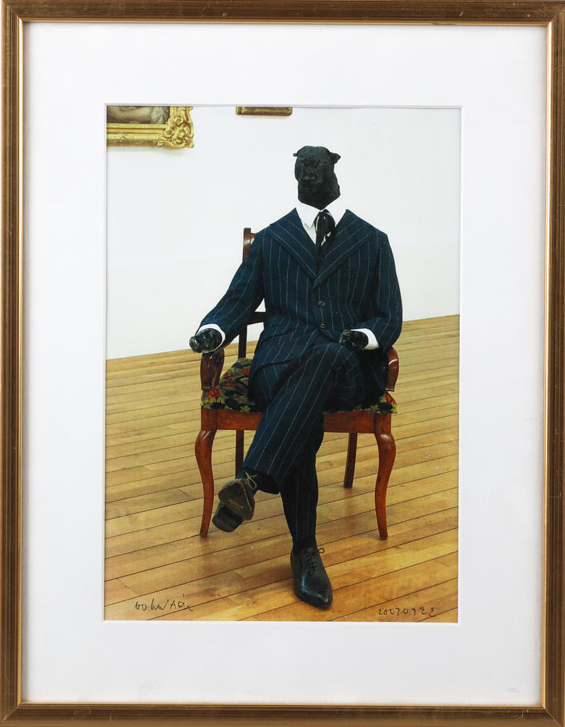 BO HULTÉN. Offset print, composition with panther, signed Bo Hultén and dated 20070922.