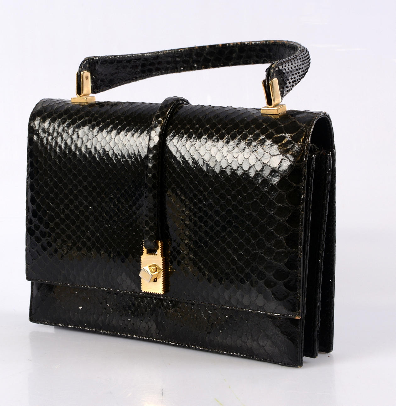 HANDVÄSKA, ormskinn.