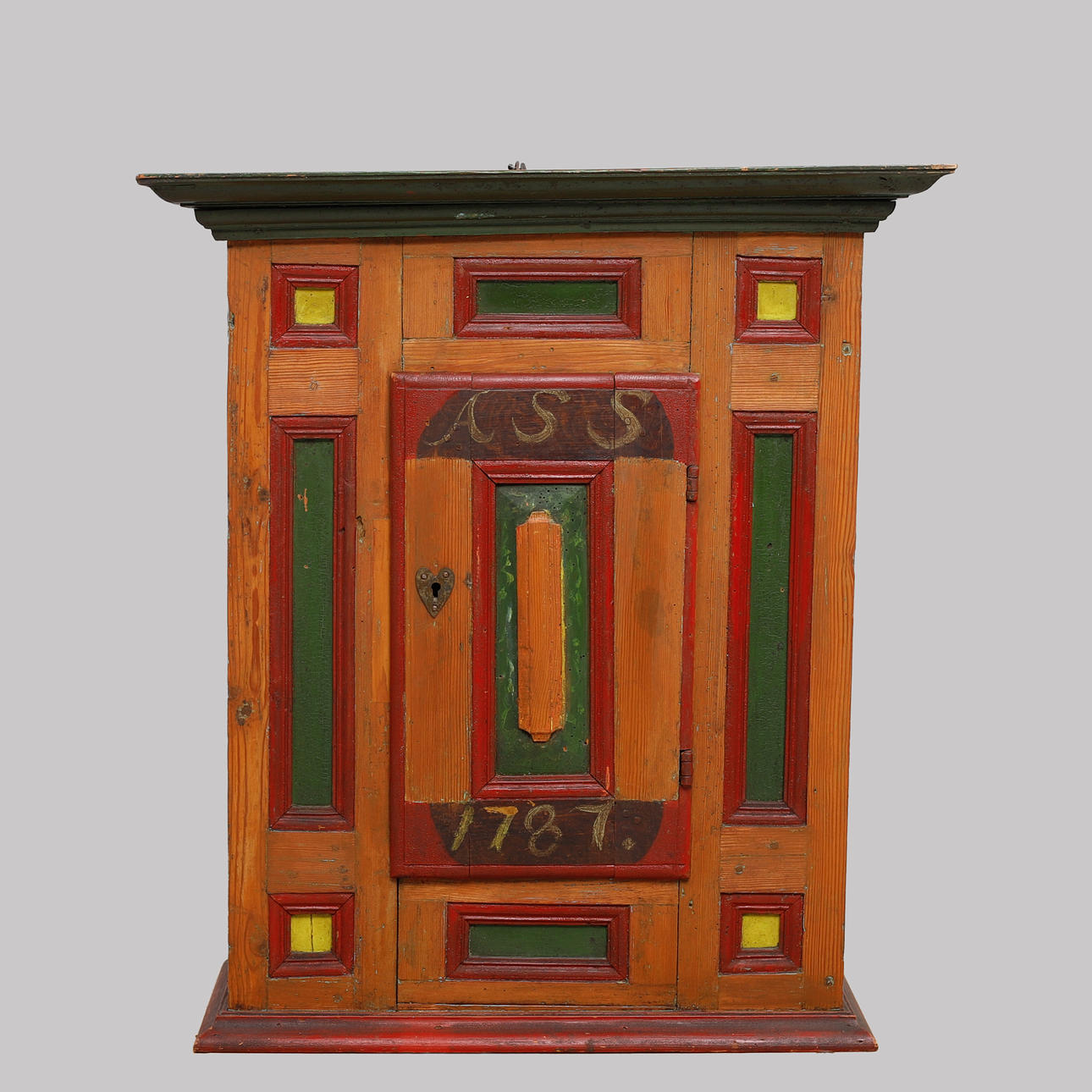 A wall cabinet, allmoge, marked ASS and 1787.