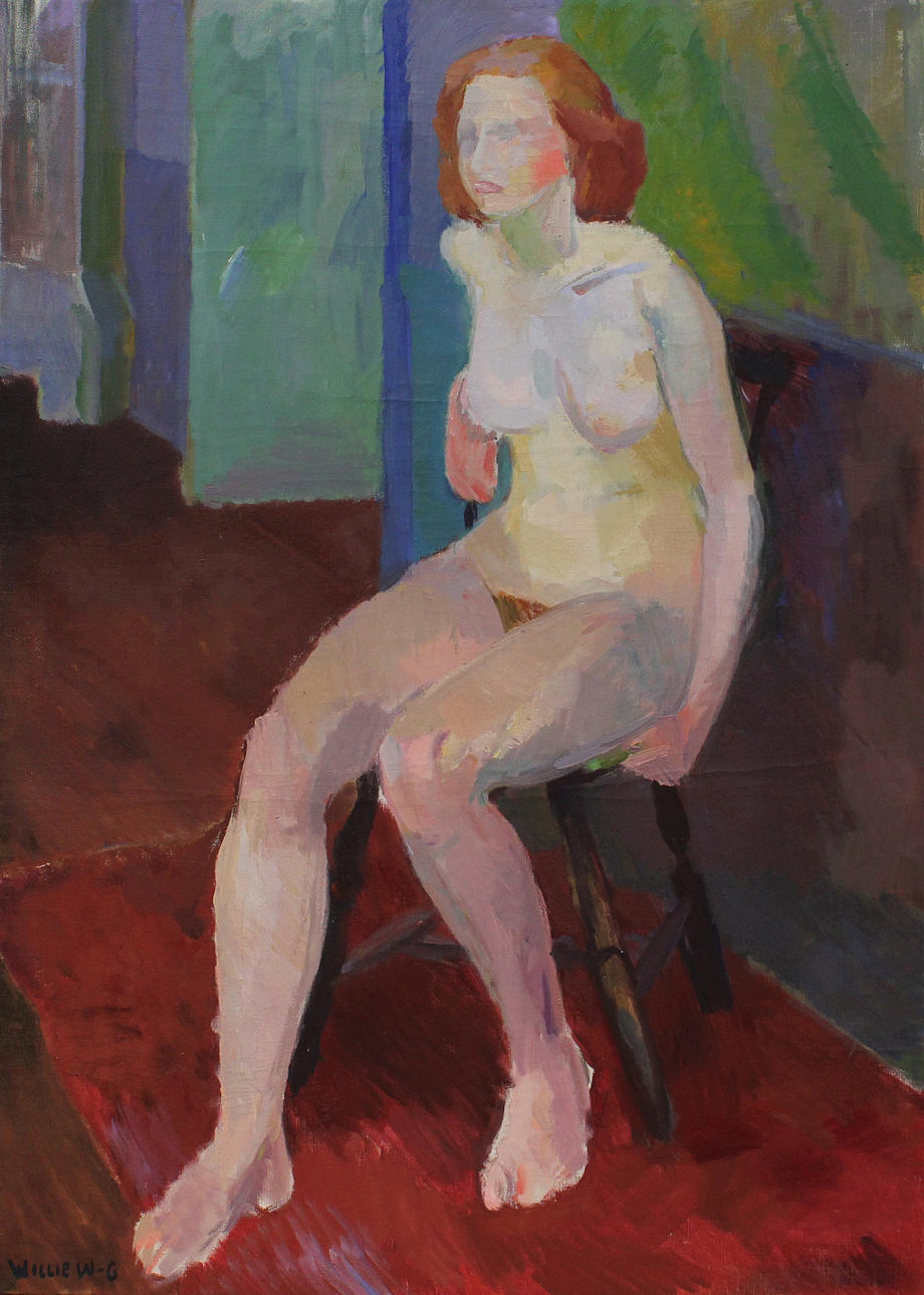 WILLIE WEBERG. Modell. Olja på duk. Signerad Willie W-G.