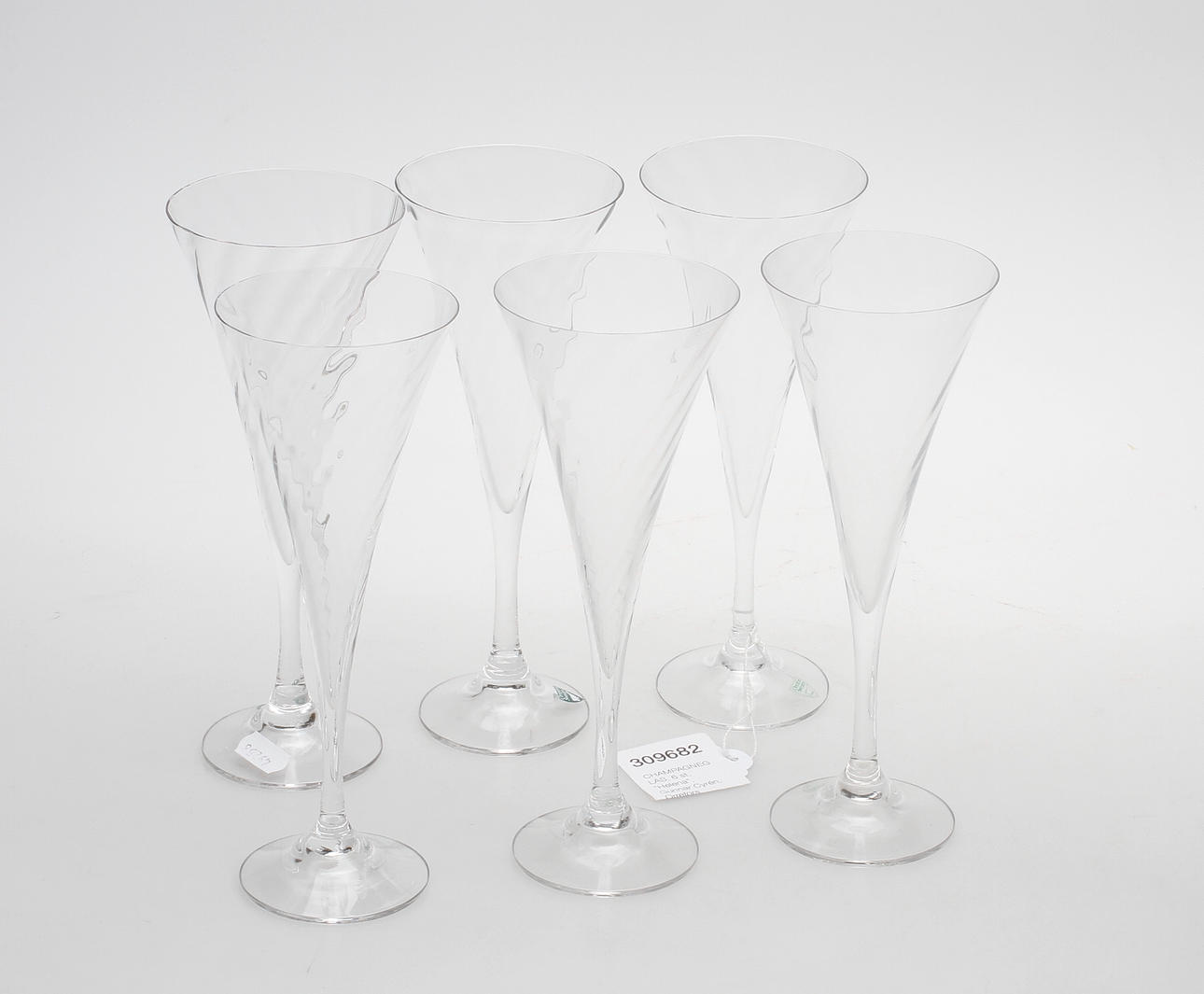 CHAMPAGNEGLAS, 6 st, "Helena", Gunnar Cyrén, Orrefors.
