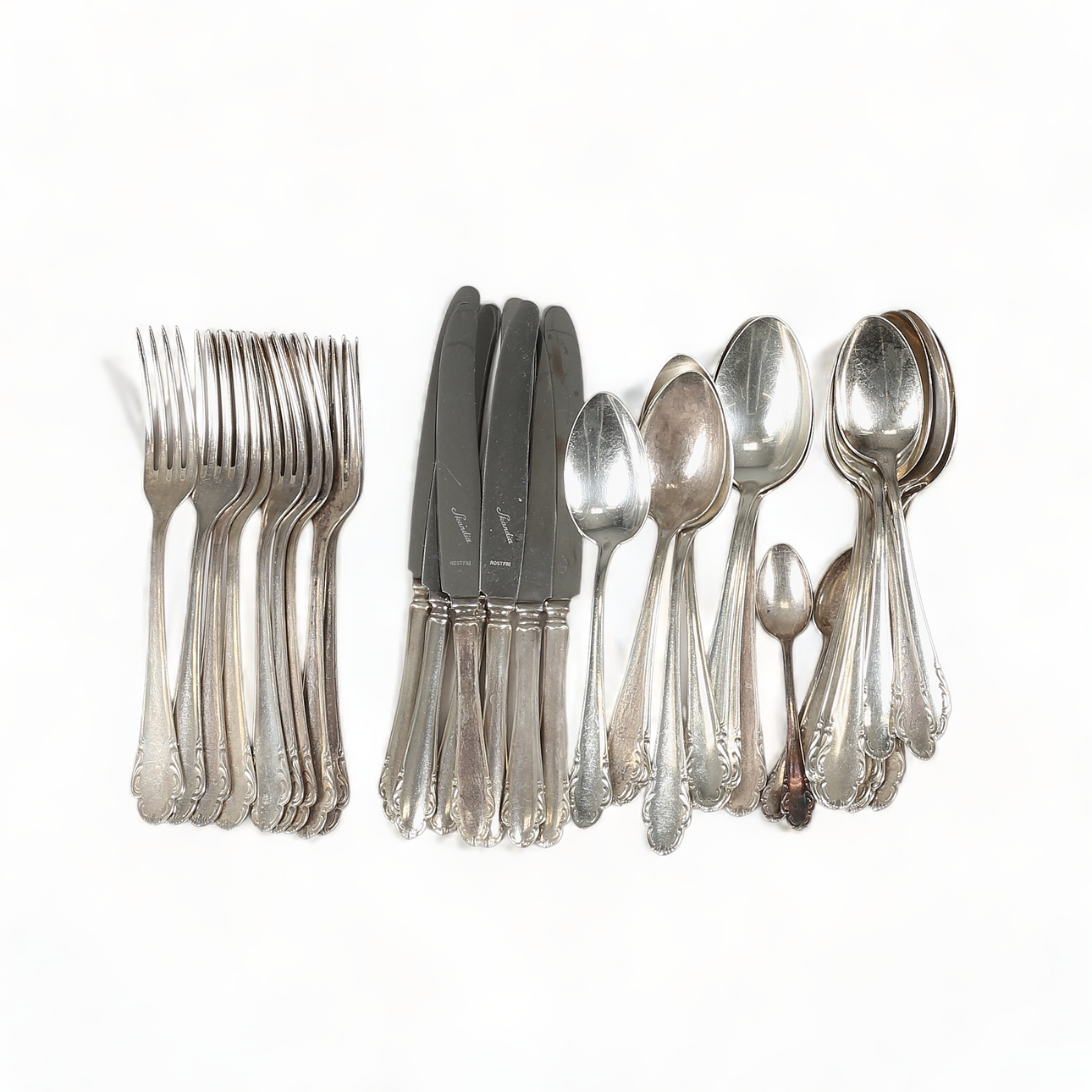 CUTLERY, nickel silver, model "Haga", 1900s.