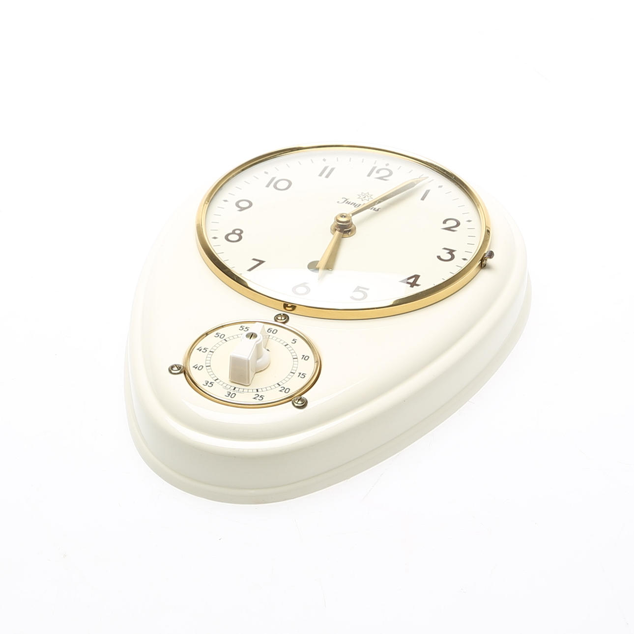 KITCHEN WALL CLOCK, porcelain, with timer, Junghans.