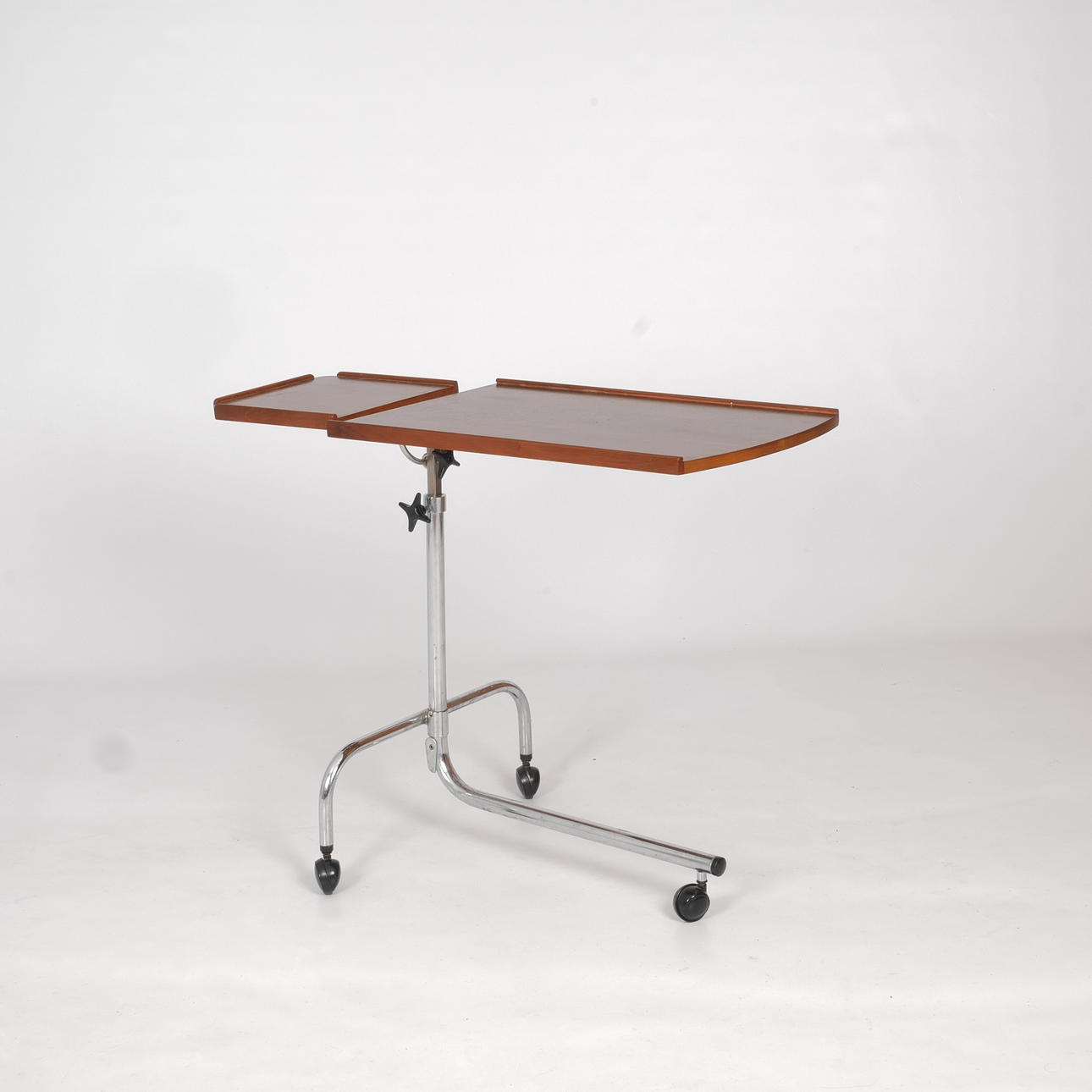 READING TABLE, raise/lower on wheels, HMN Denmark, 1960s/70s.