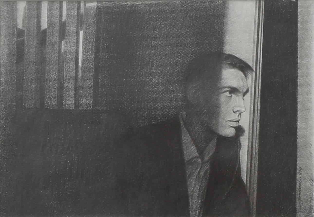 FREDRIK FORSLIND. "Dunkel, självporträtt". Blyerts, signerad och daterad 2011.