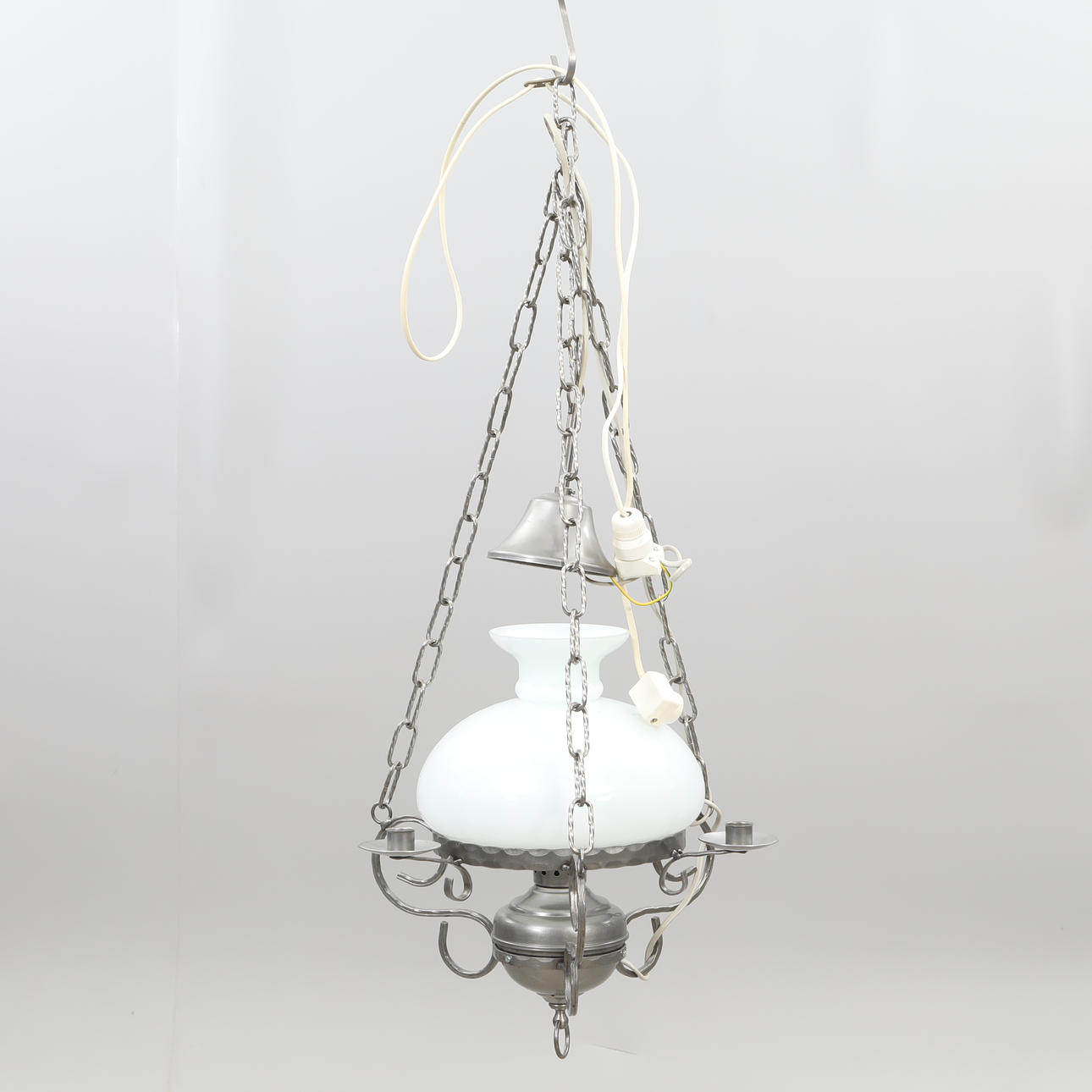 CEILING LAMP, metal frame with glass dome.