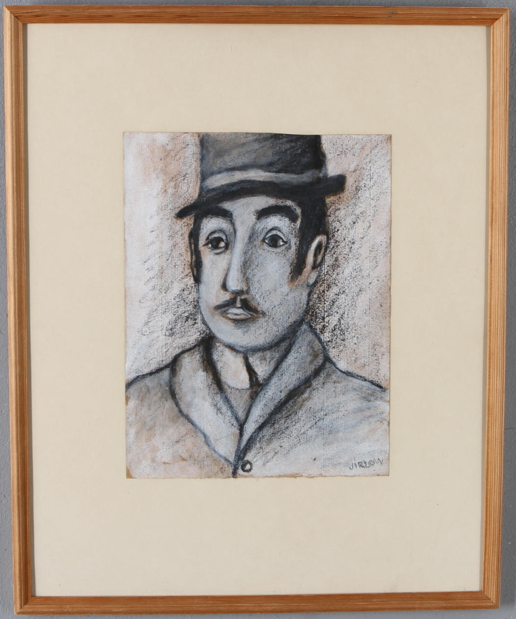 LENNART JIRLOW. Porträtt, blandteknik, signerad.