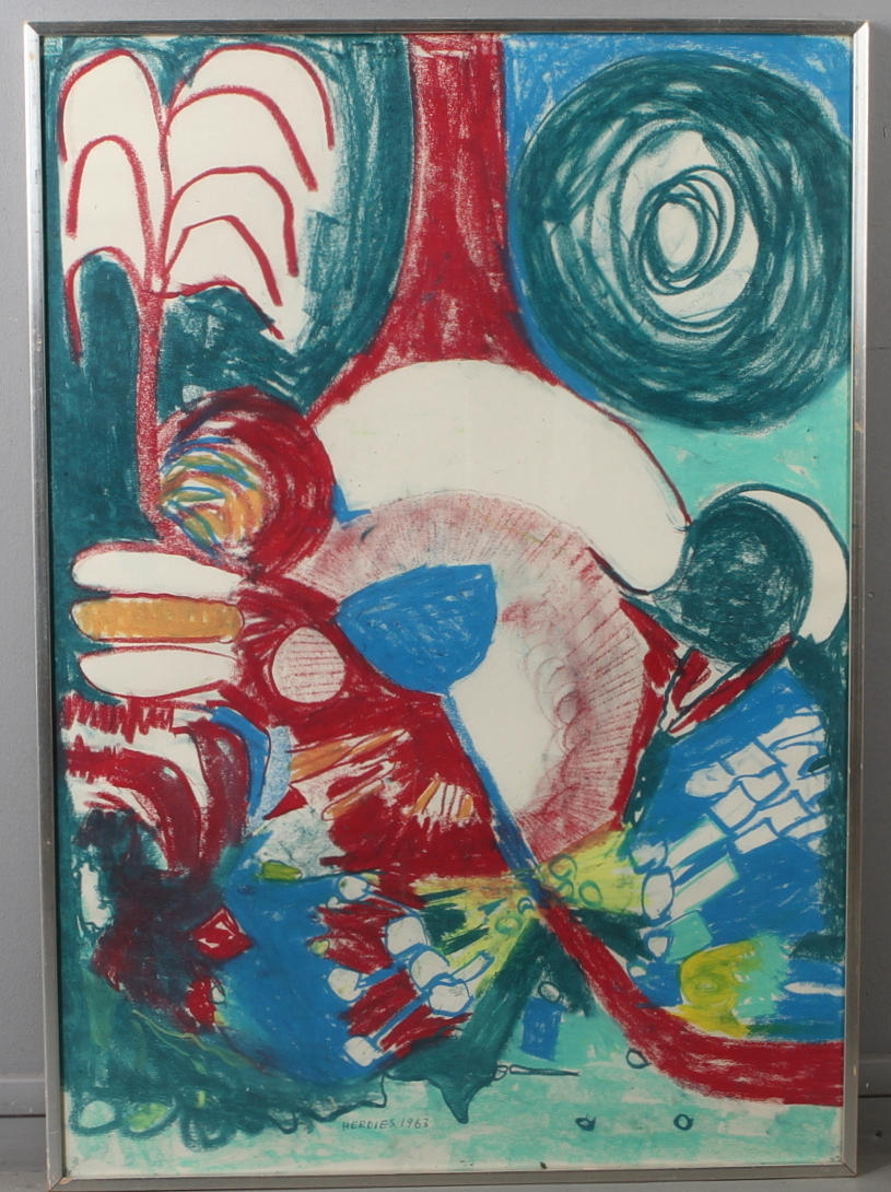 OLIVER HERDIES. Komposition, pastell, signerad samt daterad 1963.