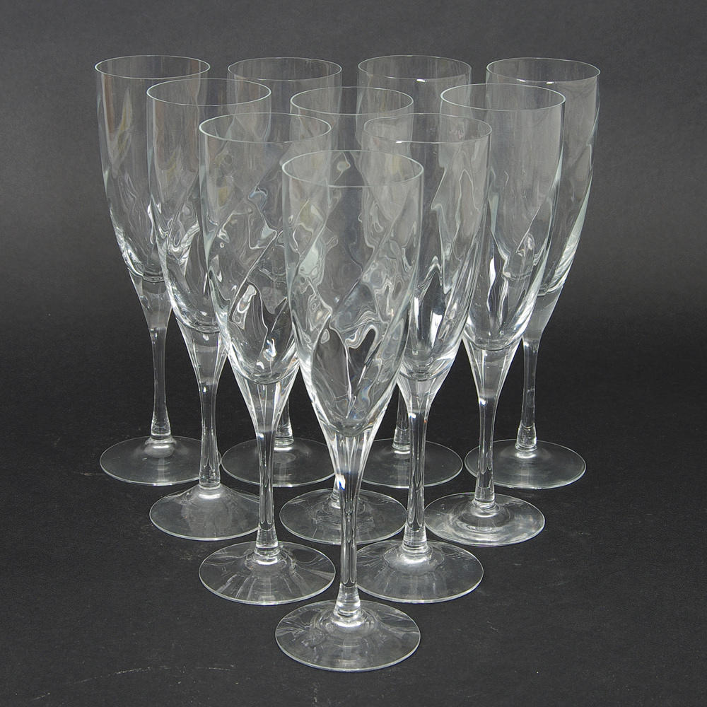 CHAMPAGNEGLAS, 10 stycken, "Chateau", Bertil Vallien, Kosta Boda.