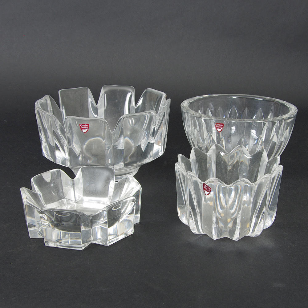 KRISTALLSKÅLAR, 4 stycken, Orrefors.