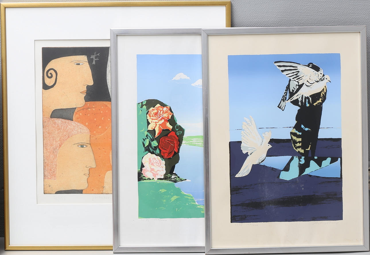 LITOGRAFIER, 3 st, Marie Palmgren samt Hardy Strid, 50/125, 1995.