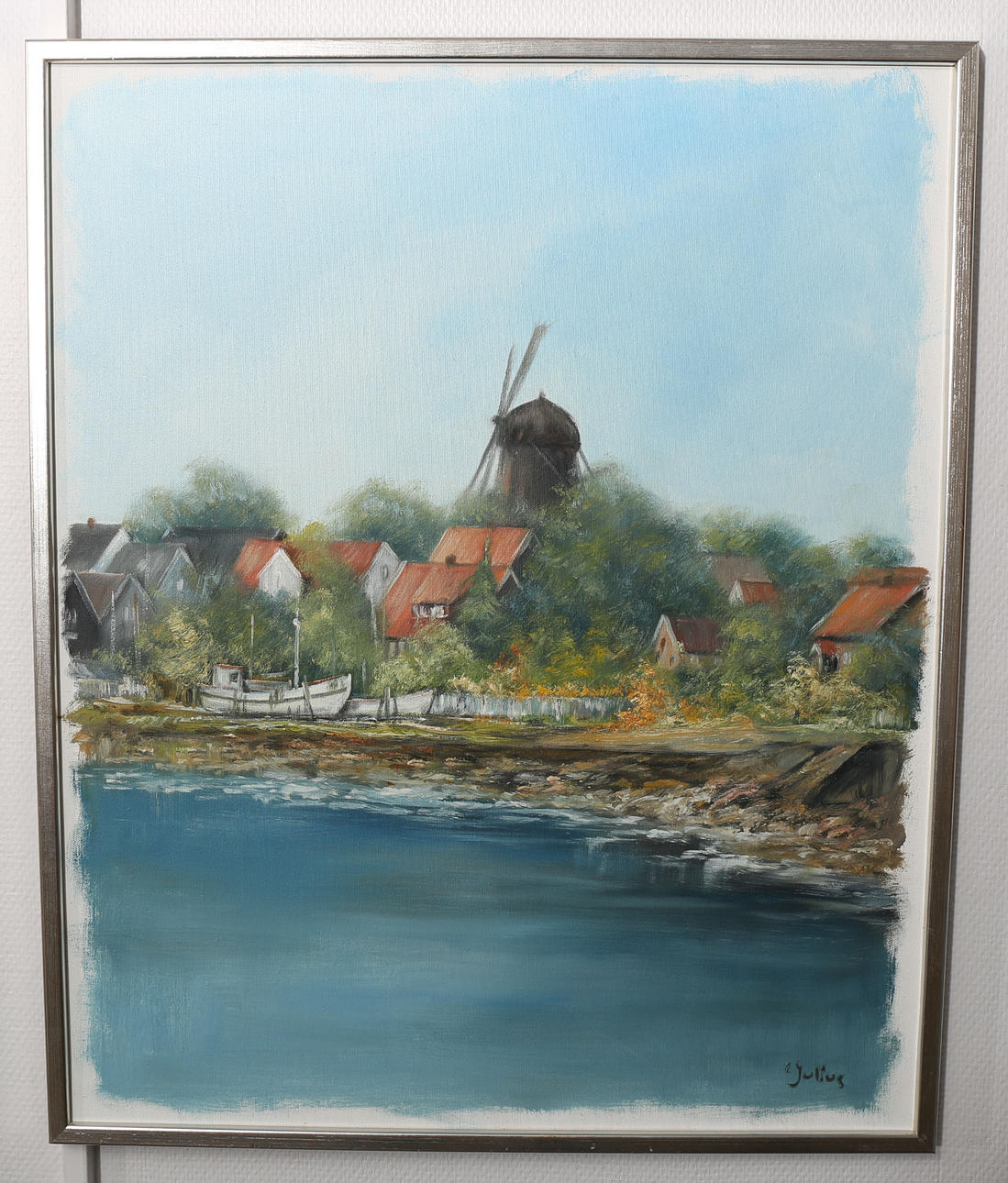 CARL JULIUS. Olja på duk, "Viken", signerad C Julius.