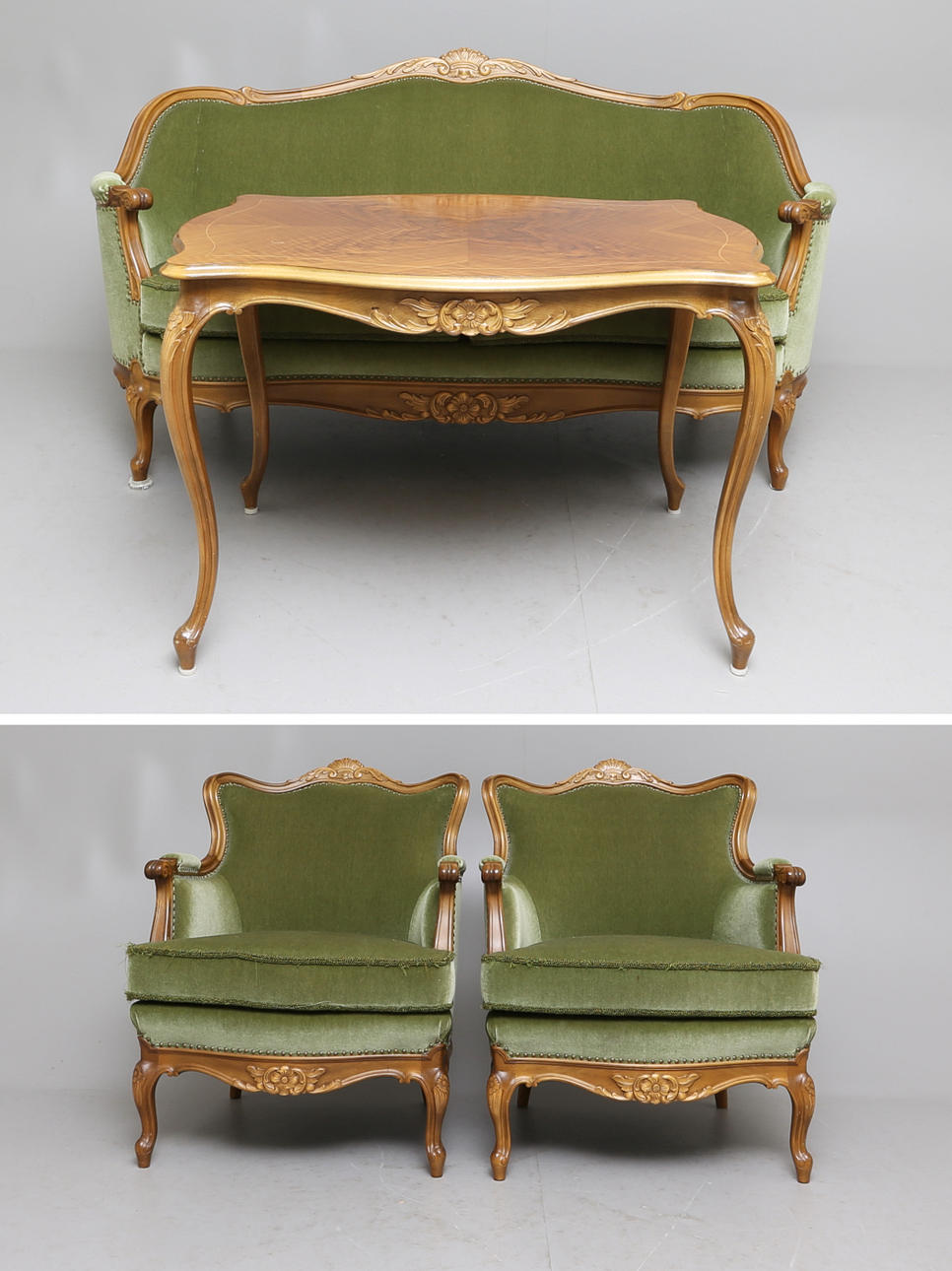 SALONGSGRUPP, 4 delar, Rokokostil.