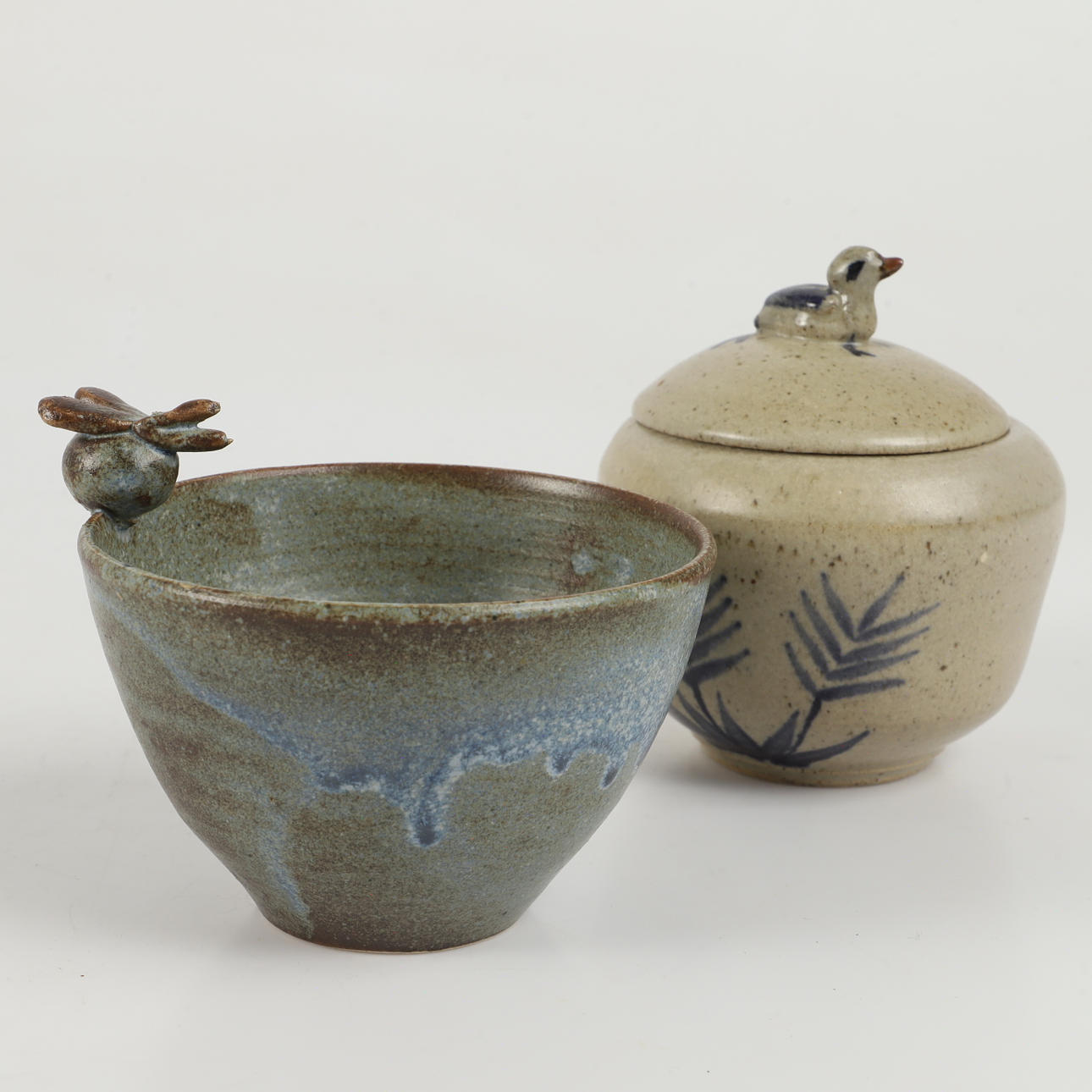 BOWL AND LOCKER BOX, ceramics, signed Suzanne WW.