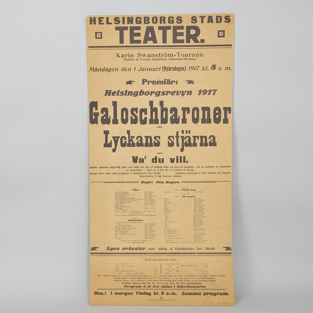 TEATERAFFISCH, Helsingborgs Teater, 1917.