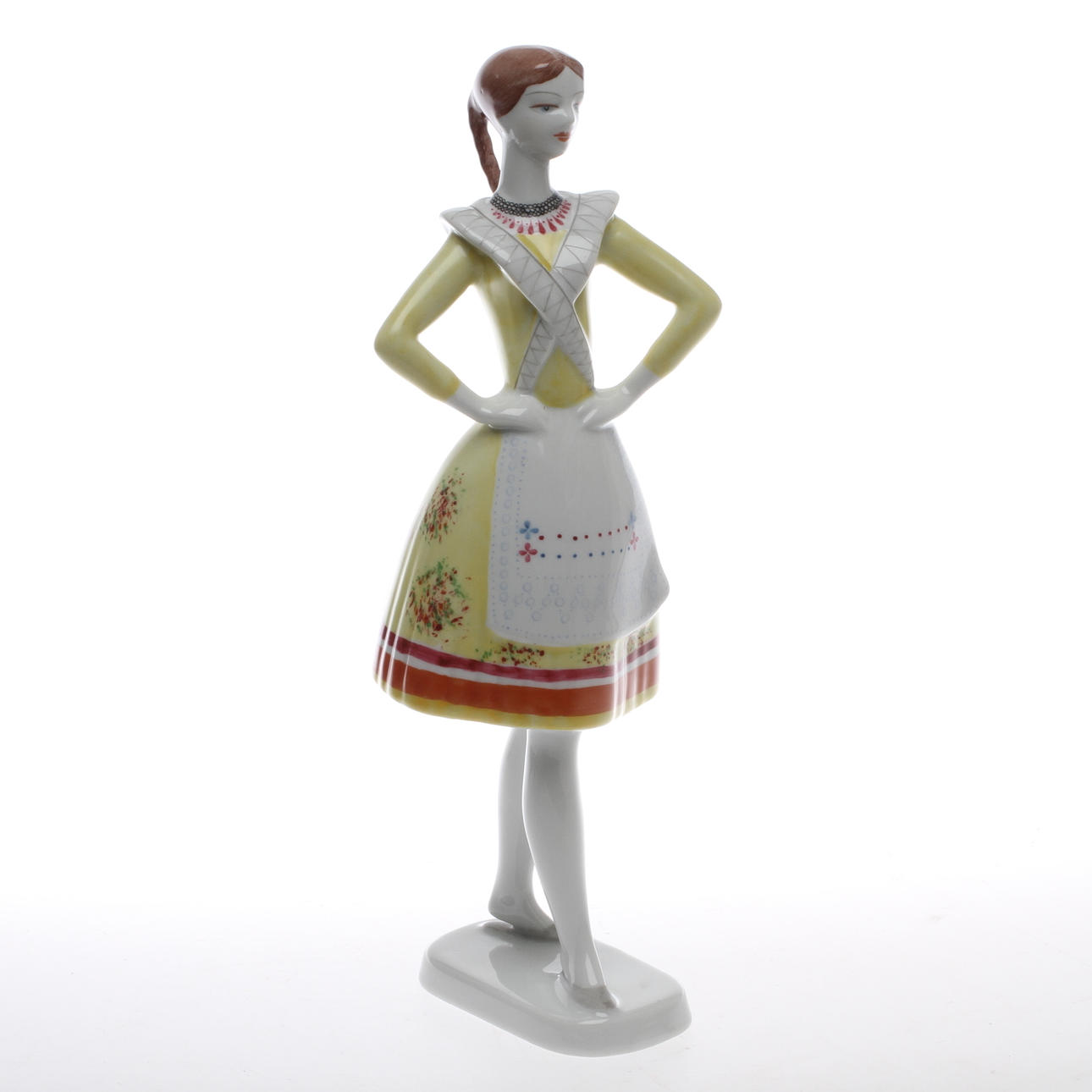 FIGURIN, porslin, flicka, Hollohaza, Ungern, 1900-tal.