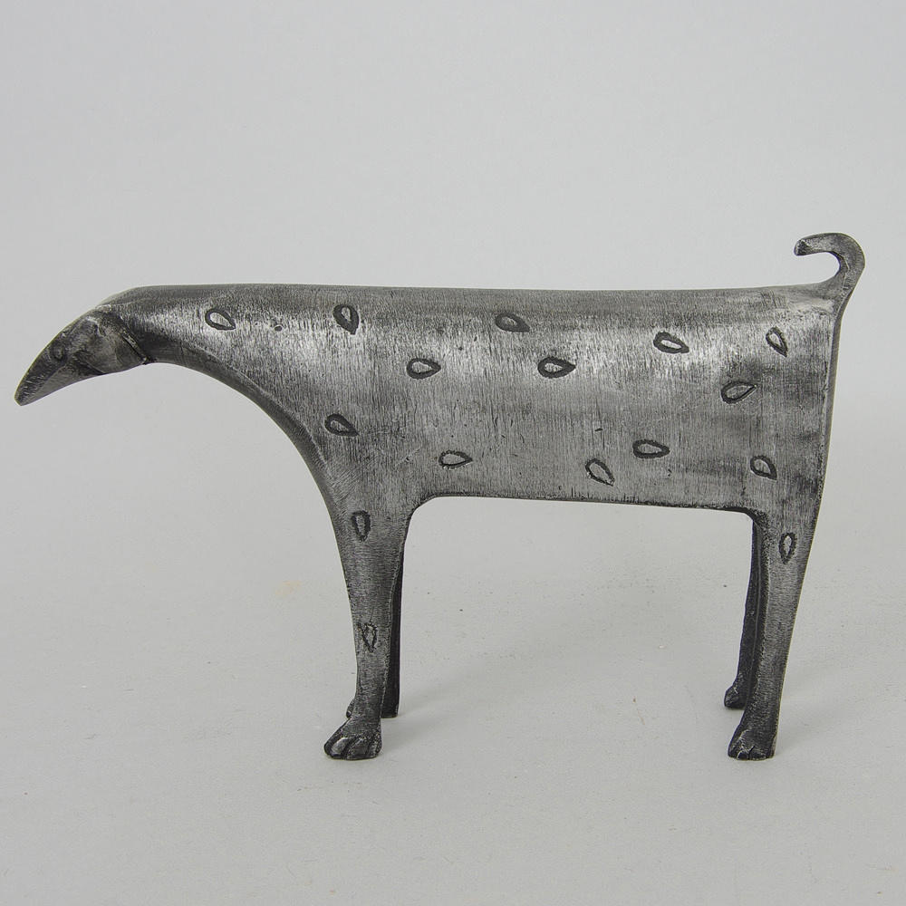 SKULPTUR, metall, hund, osginerad.