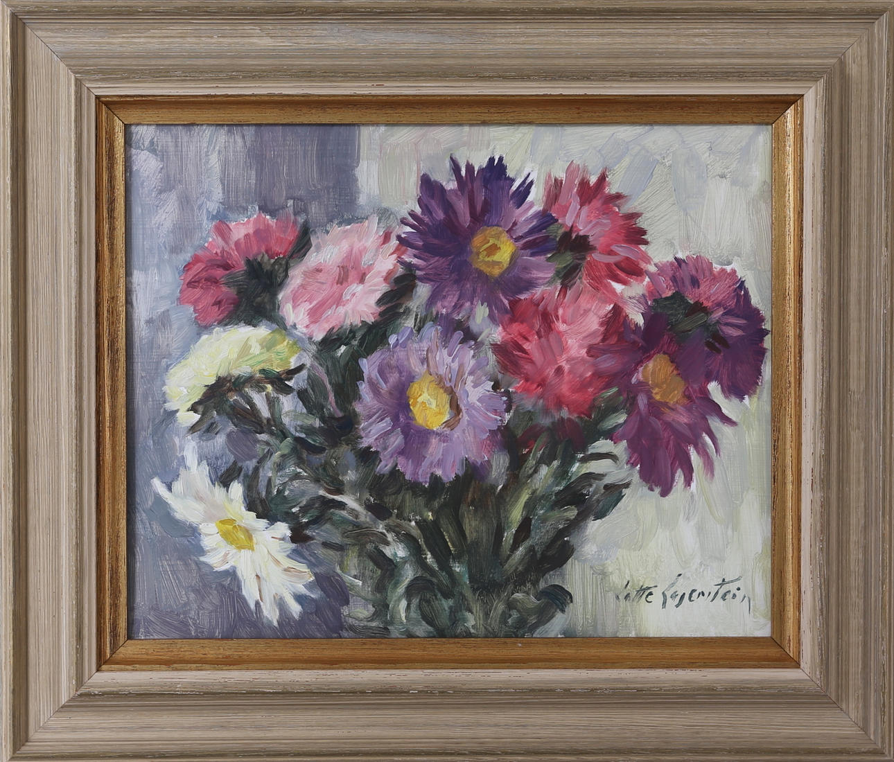 LOTTE LASERSTEIN. Blomsterstilleben, olja på pannå, signerad Lotte Laserstein.