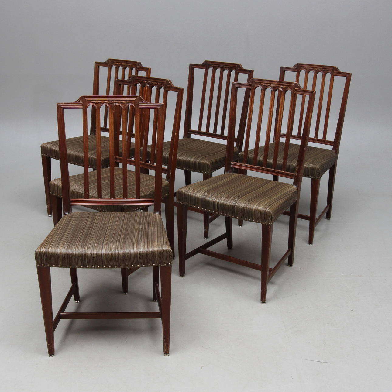 STOLAR 6 st, gustaviansk stil, enligt uppgift inköpta Nordiska Kompaniet, 1960-tal.