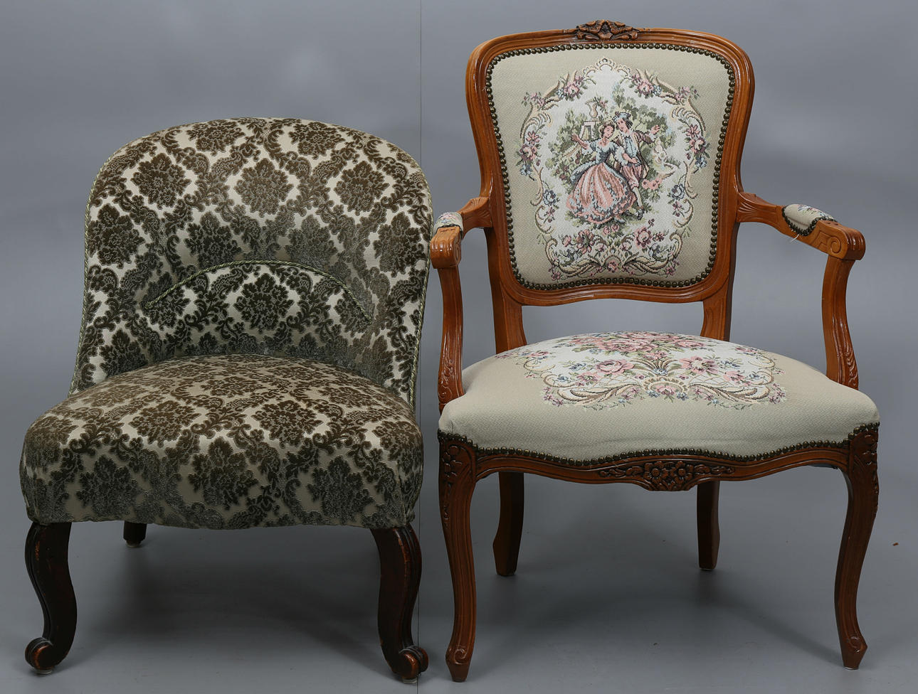 EMMAFÅTÖLJ OCH KARMSTOL, 2 stycken, 1900-tal.