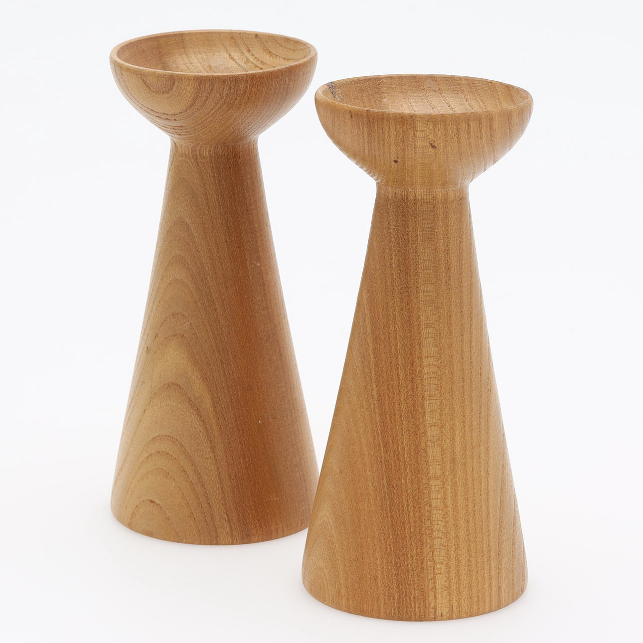 CANDLE STICKS, a pair, labeled E Barchmann, 1960s-70s.
