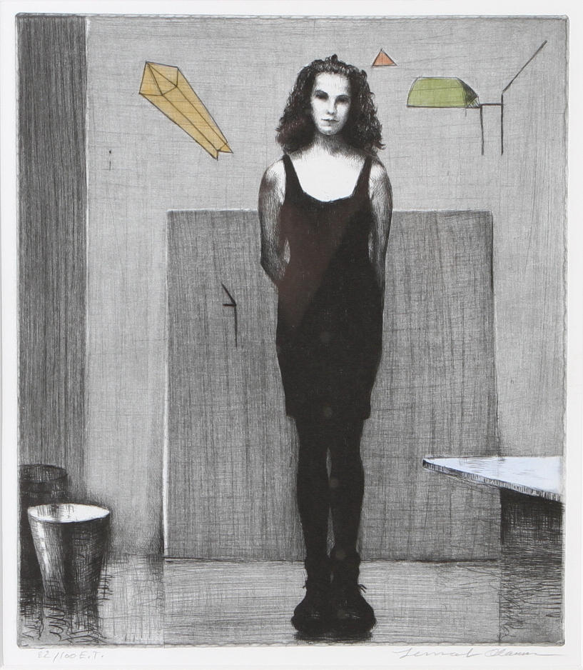 LENNART OLAUSSON. Komposition med kvinna, färglitografi, signerad samt numrerad 82/100 E.T.