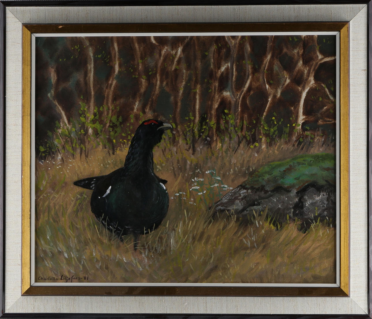 CHARLOTTA LILJEFORS. Tjäder, olja på duk, signerad samt daterad Charlotta Liljefors-81.