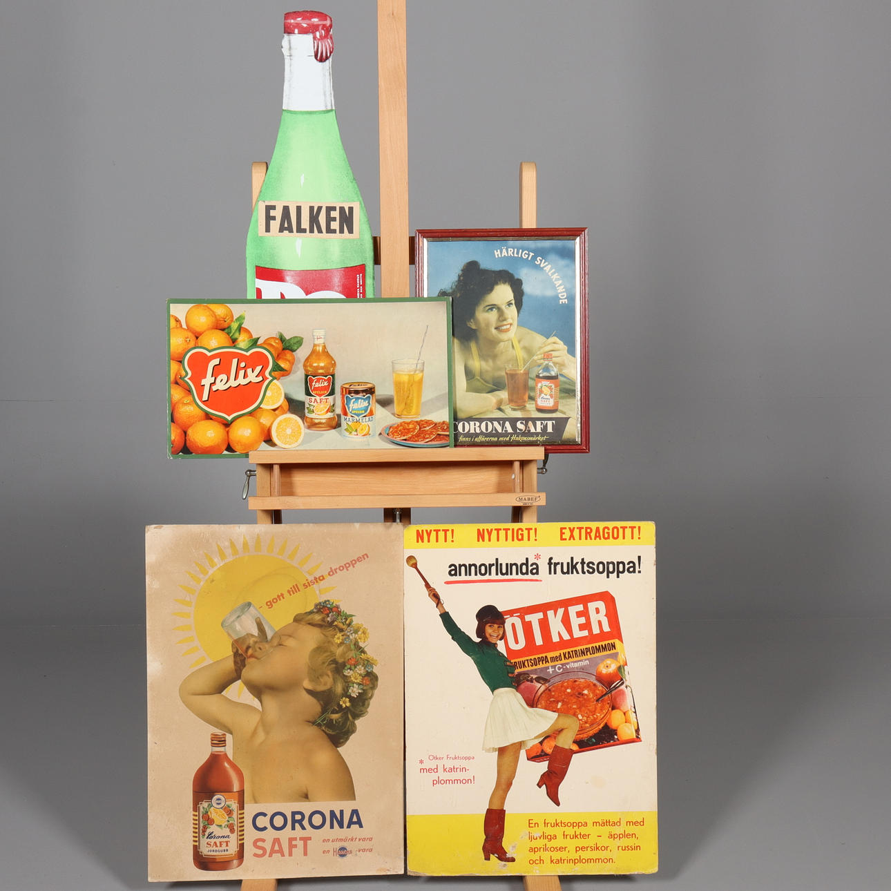 ADVERTISING SIGNS, 5 pcs., 1950s/60s.
