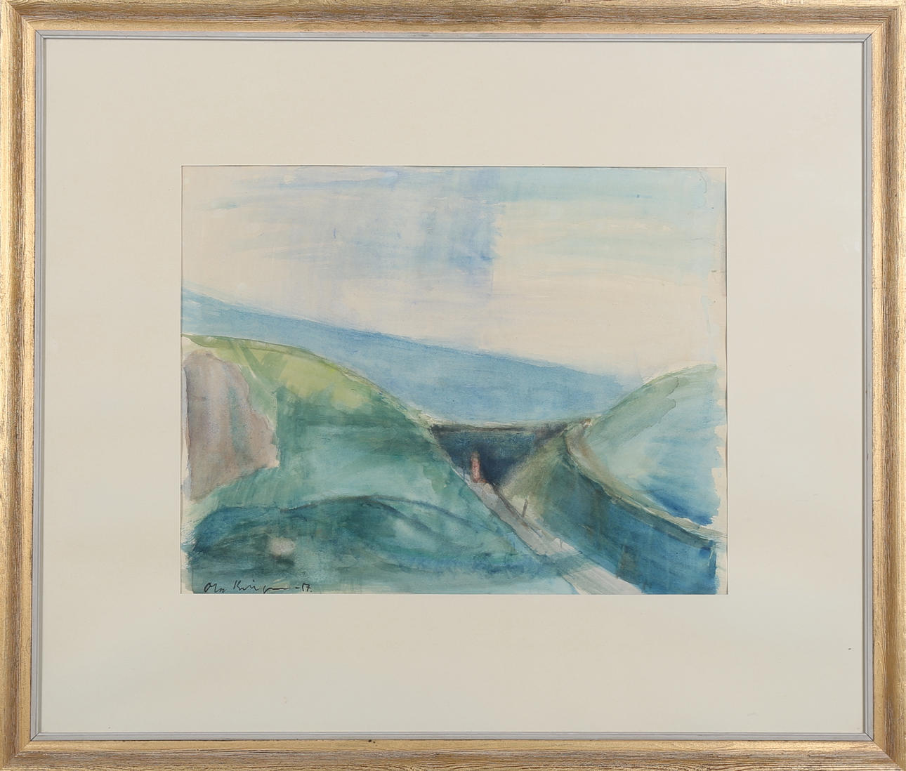 OLA BILLGREN. Landskap, akvarell, signerad och daterad -57.