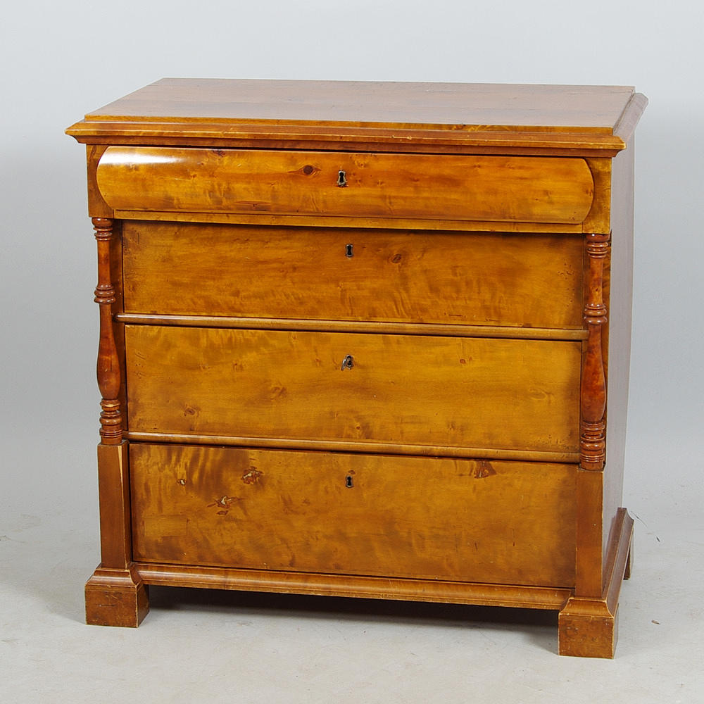 BYRÅ, 3-lådig, björk, empirestil.