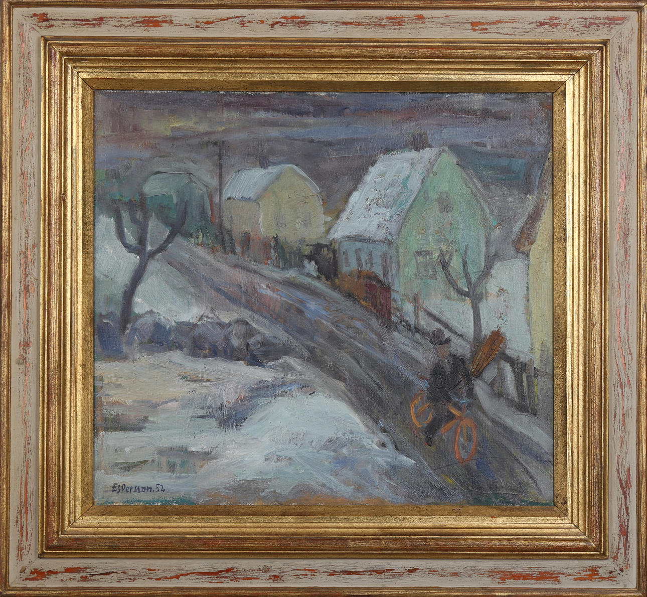 ERIK SIGFRID PERSSON. Cyklande man, olja på duk, signerad och daterad ES Persson - 52.