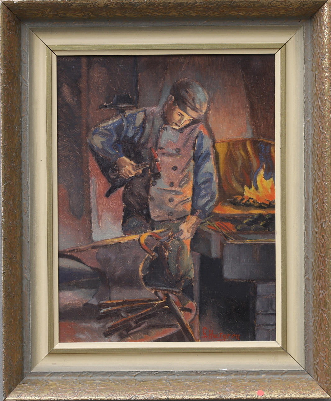 OIDENTIFIERAD KONSTNÄR. Oil on Board, signed G. Hultgren.