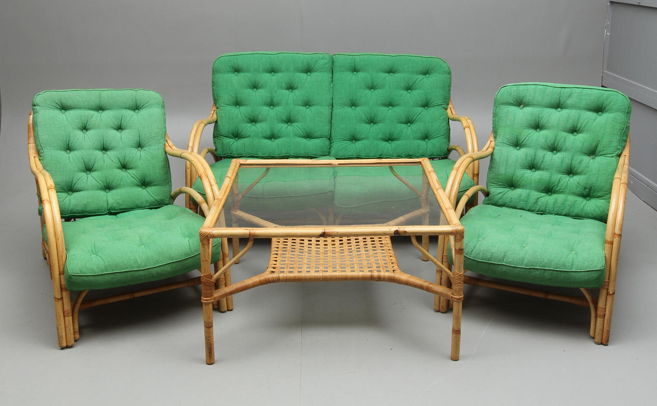 SOFFGRUPP, 4 delar, rotting, 1900-tal.