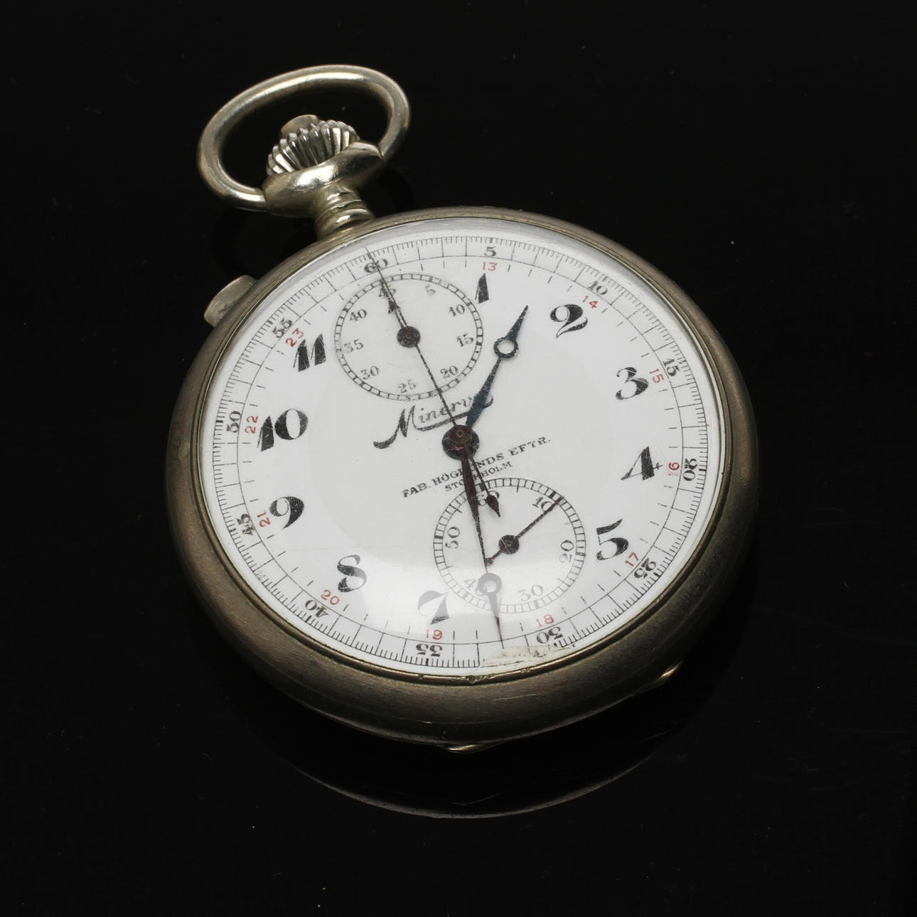 FICKUR, Stoppur, Minerva, boett i vitmetall.