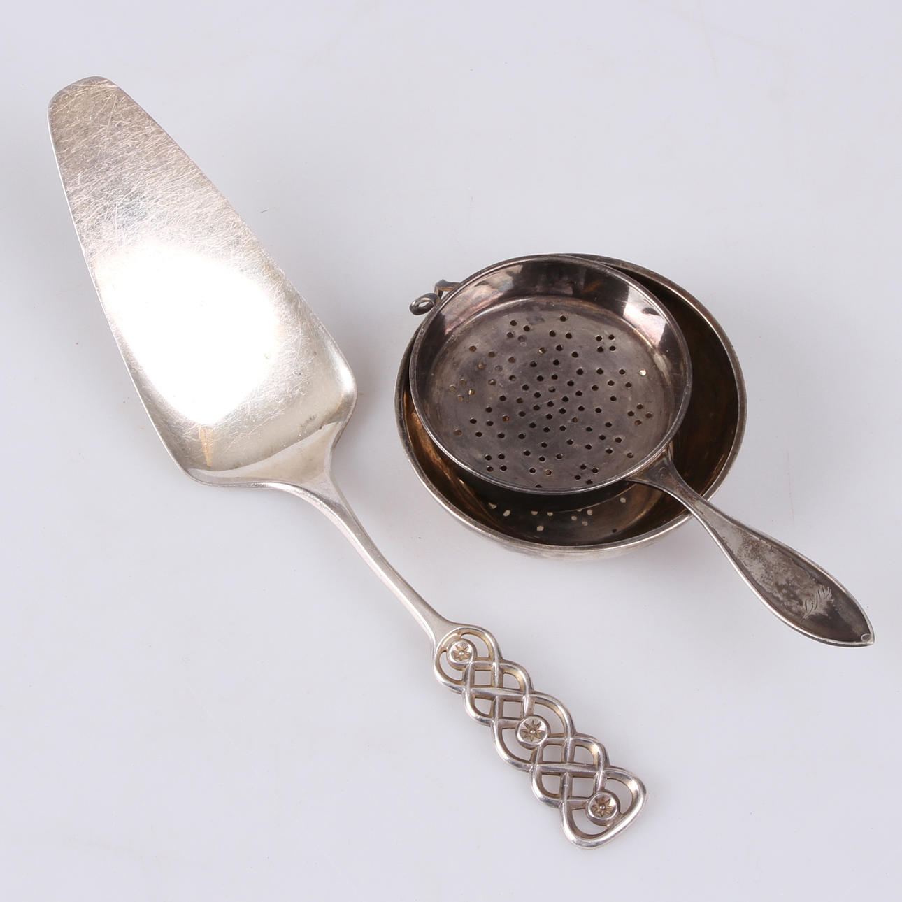 TESIL, fat samt tårtspade, silver, delvis CG Hallberg.