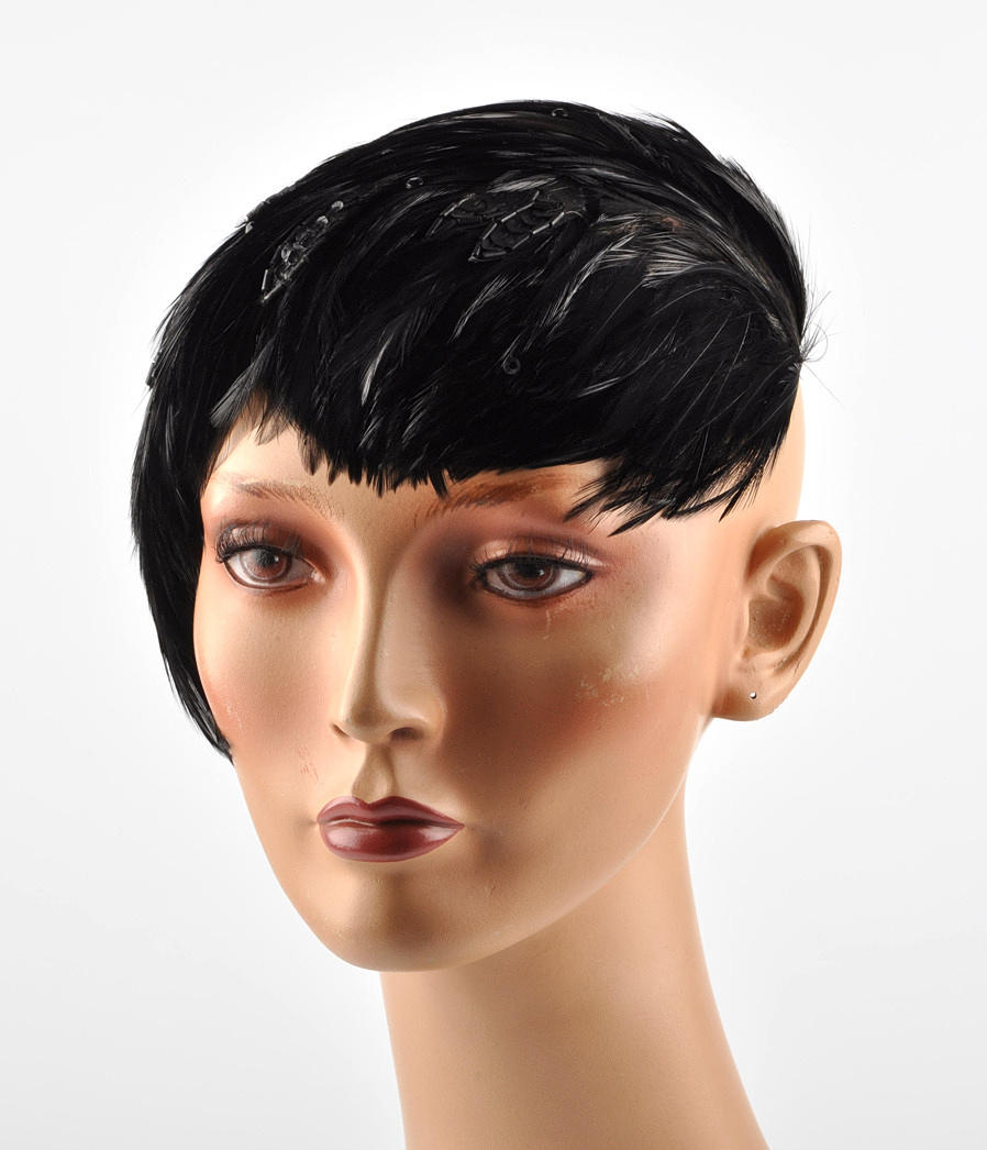 KOPFBEDECKUNG 55. damhatt Motorhuv, lock för burlesk & variation.