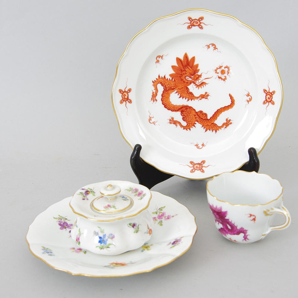 KOPPAR MED FAT, 2 stycken, Meissen.