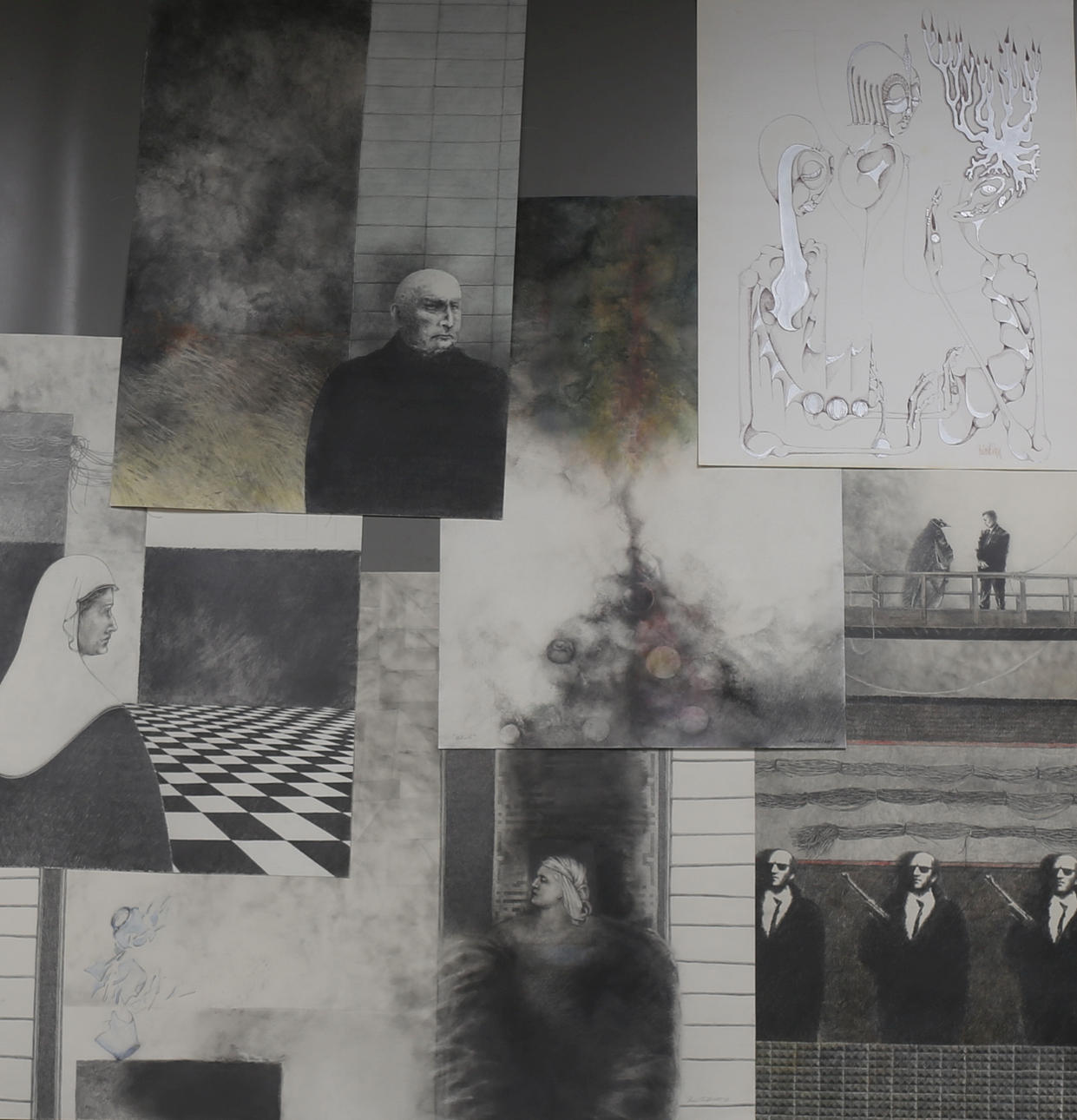 BOEL SCHÖLDSTEIN. Människotudier i blyerst, 6 st, signerade och daterade -72 och -73.