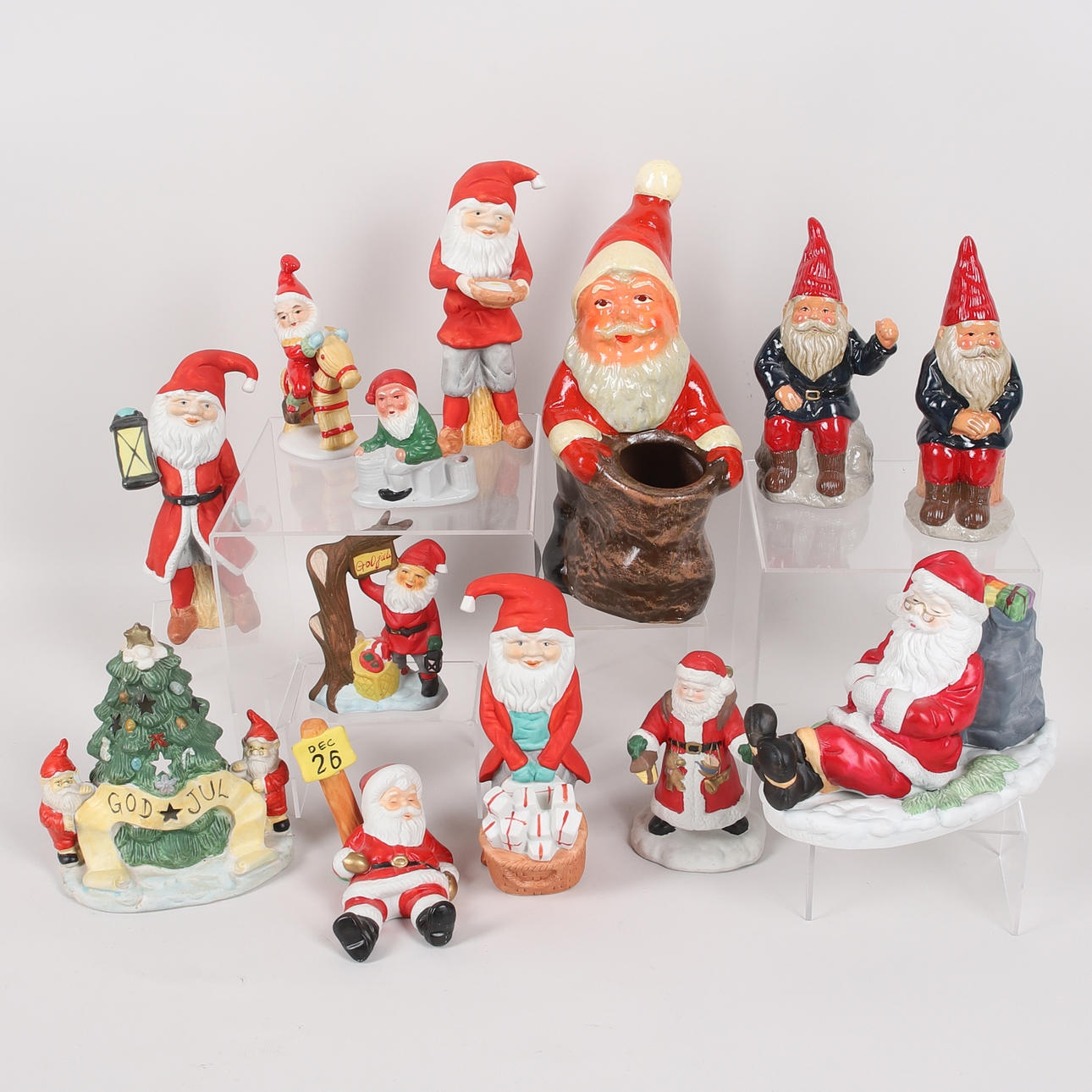 TOMTAR, 13 pcs, ceramics, figurines, candle lantern, candlestick & outer lining.